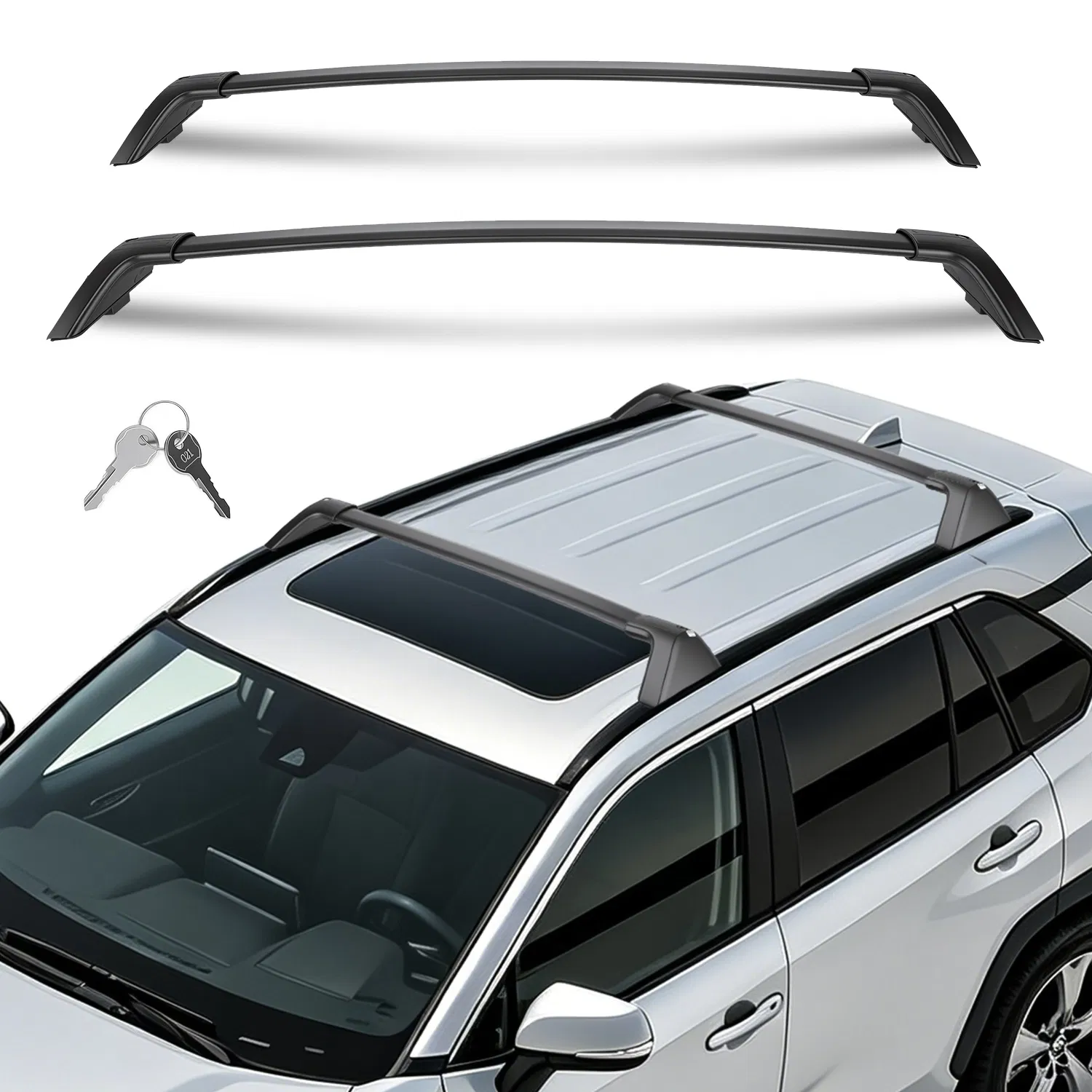 Roof Rack Cross Bars Fit for Toyota RAV4 2019-2025 Aluminum Roof Rails Cargo Crossbars for Flush Side Rails Heavy Duty Rooftop Carrier Anti-Theft Lock for Kayak Bike Luggage 260lbs Capacity photo 2
