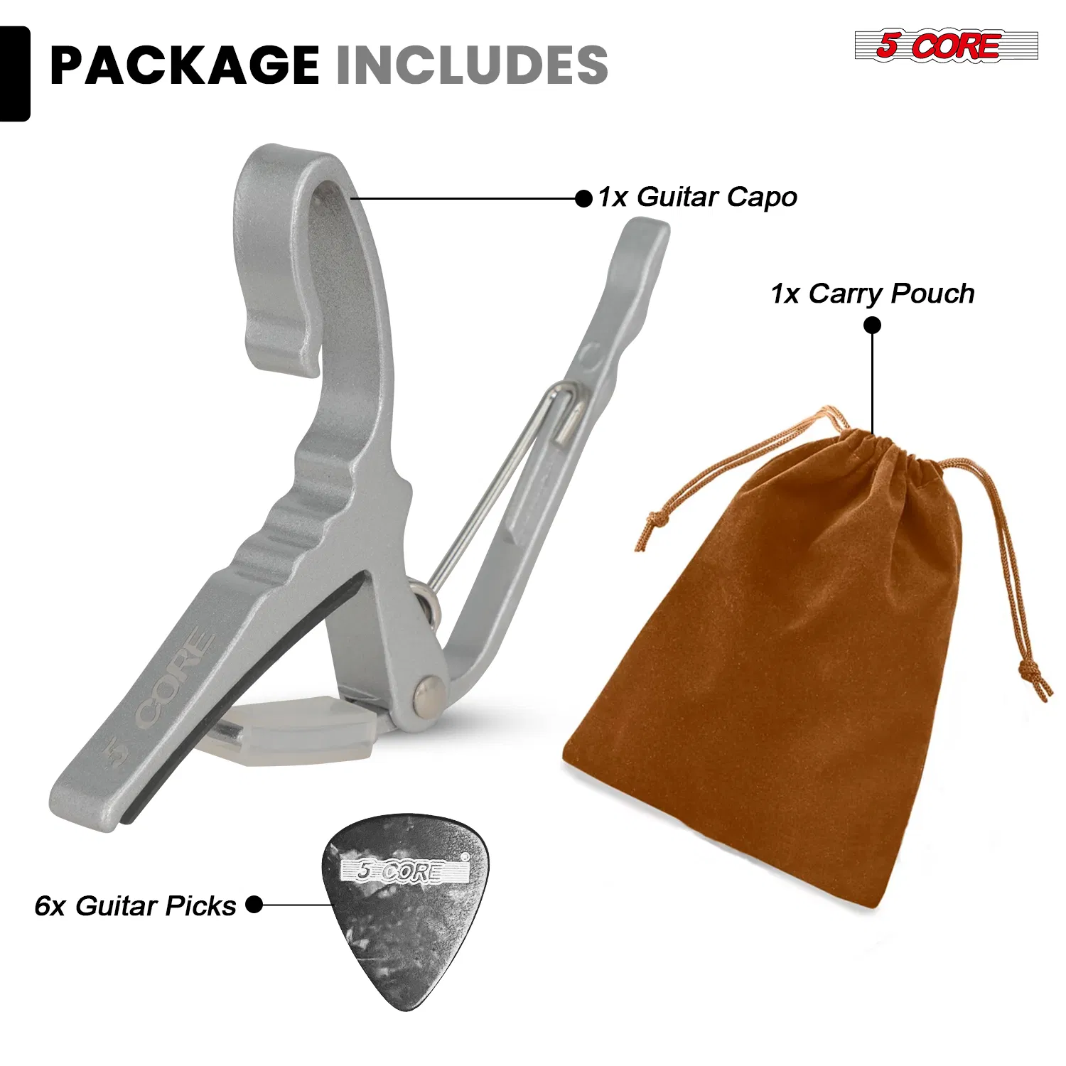 5 Core Guitar Capo Quick Change Acoustic Electric String Clip Banjo Mandolin Or Ukulele photo 2