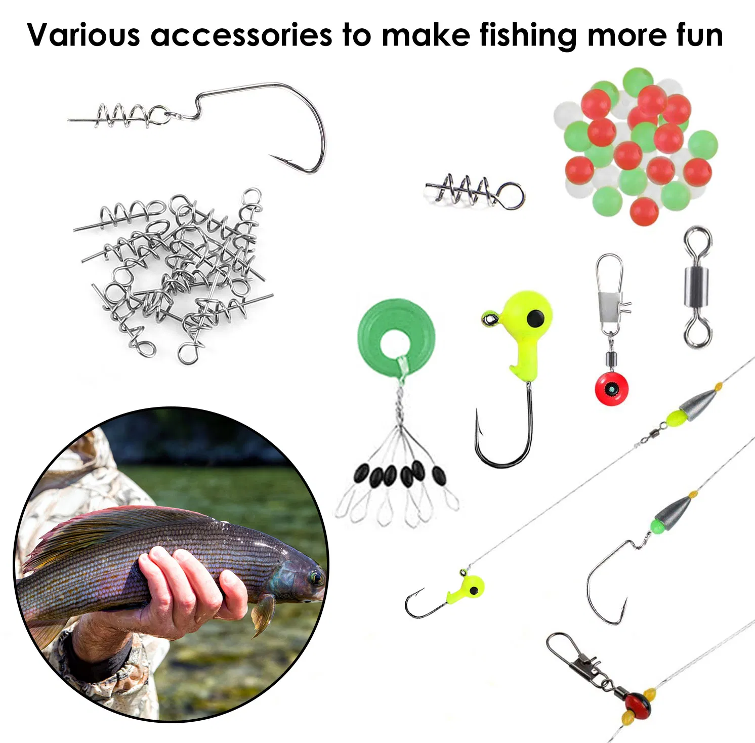 188PCS Fishing Accessory Kit - Includes Hooks, Sinker Weights, Lures, Swivels & More, Premium Corrosion-Resistant Material with Tackle Box for Easy Storage & Carry, Ideal Gift for Fishermen photo 6
