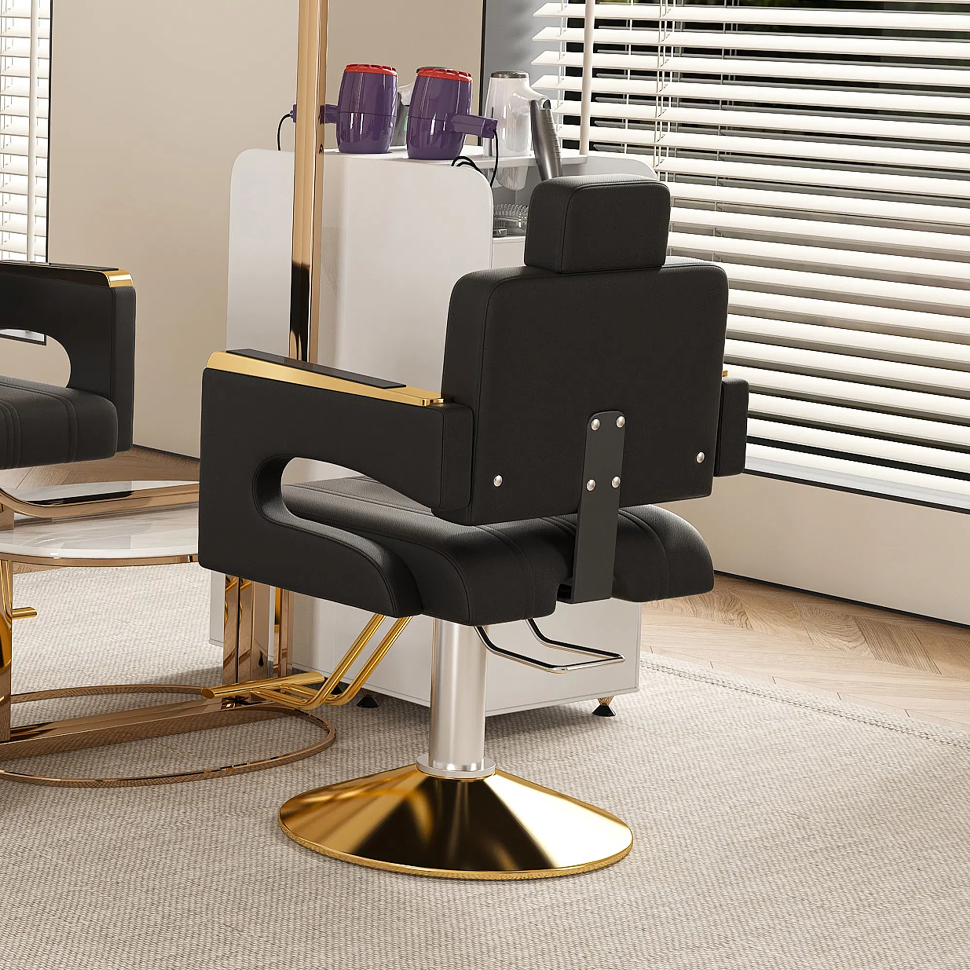 Professional Hydraulic Barber Chair - 360° Swivel with Adjustable Height, Stainless Steel Armrests & Reclining Backrest for Salon & Barber Shop photo 6