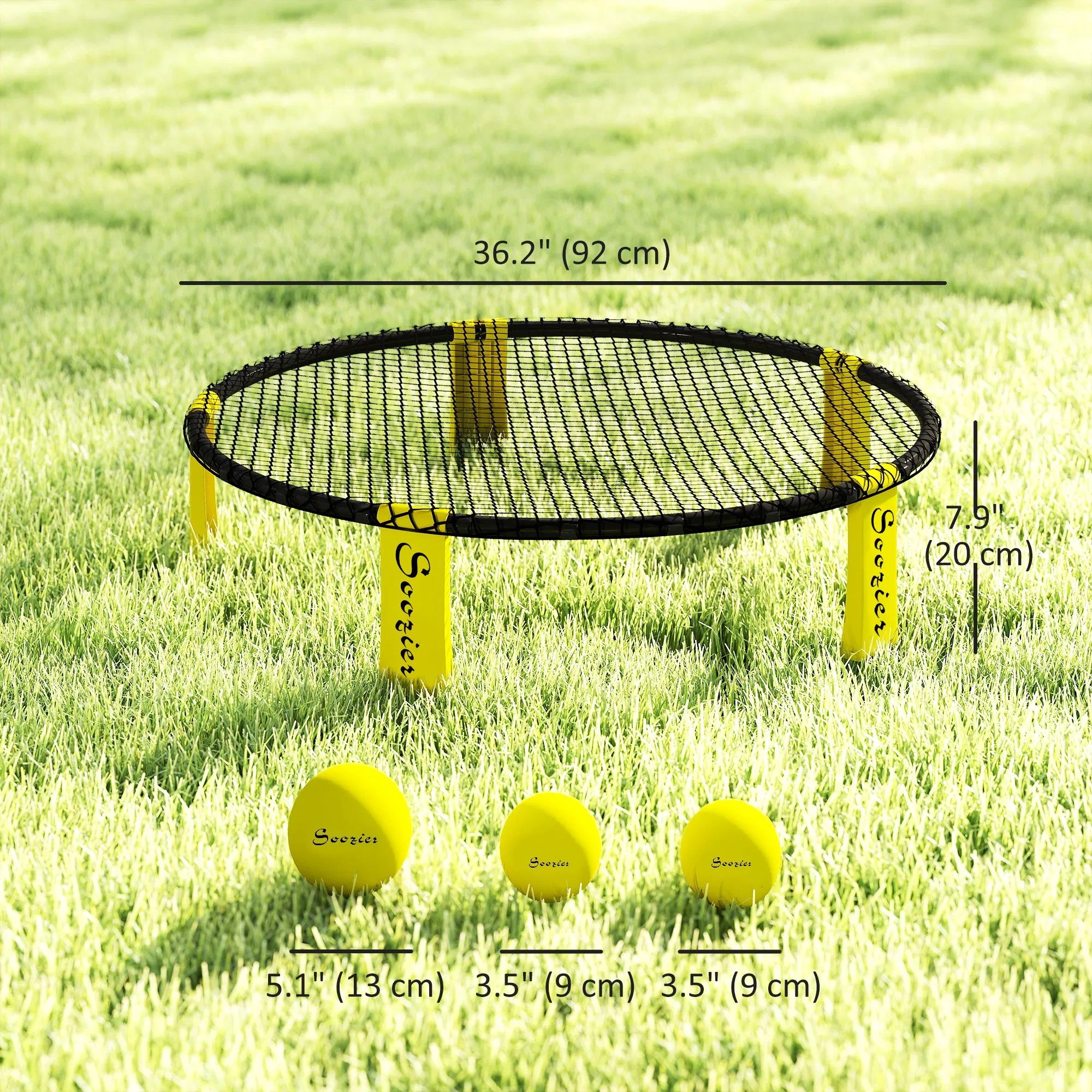 Spike Ball Game Set, Mini Beach Games Set w/ Roundnet, 3 Balls, Pump, Carrying Bag, Portable Outdoor Games for Families photo 6