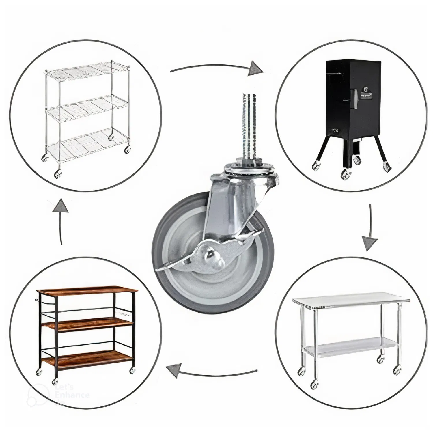 4x 3 Inch Rubber Casters Heavy Duty Safety Brake Wheels For Wire Shelving Rack photo 7