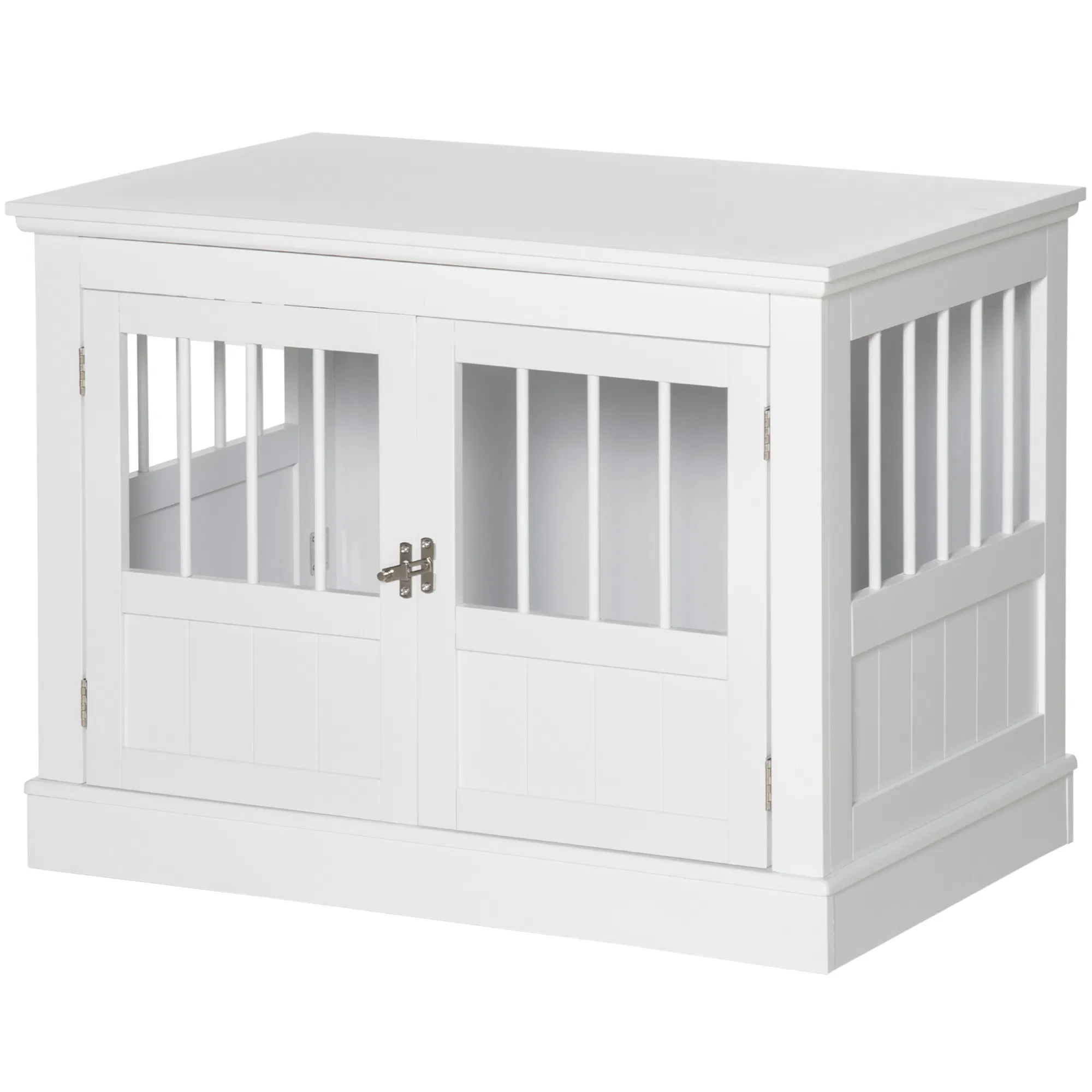 31" Dog Crate Furniture End Table with Three Doors for Small Dogs, White photo 1