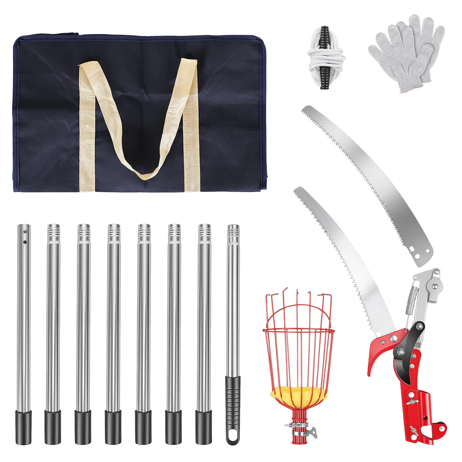 2-in-1 Pole Saw & Fruit Picker with Extendable Stainless Steel Pole photo 4