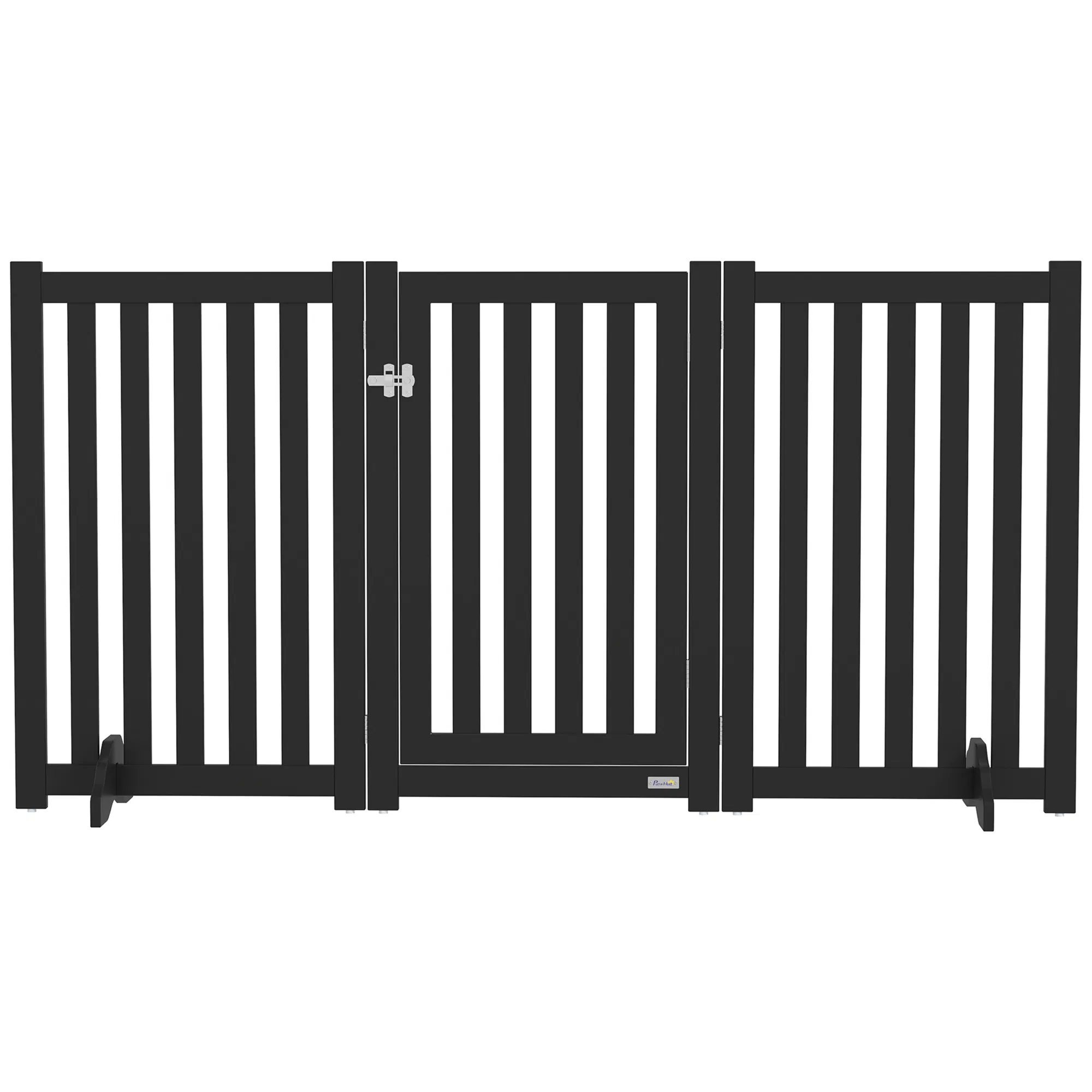 3-Panel Foldable Dog Gate with Feet for Medium Dogs and Below, Black photo 1