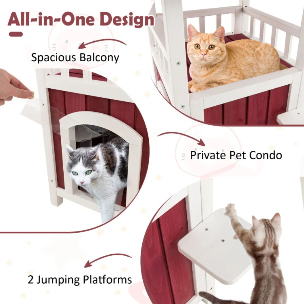 34"H Wooden Cat House photo 2