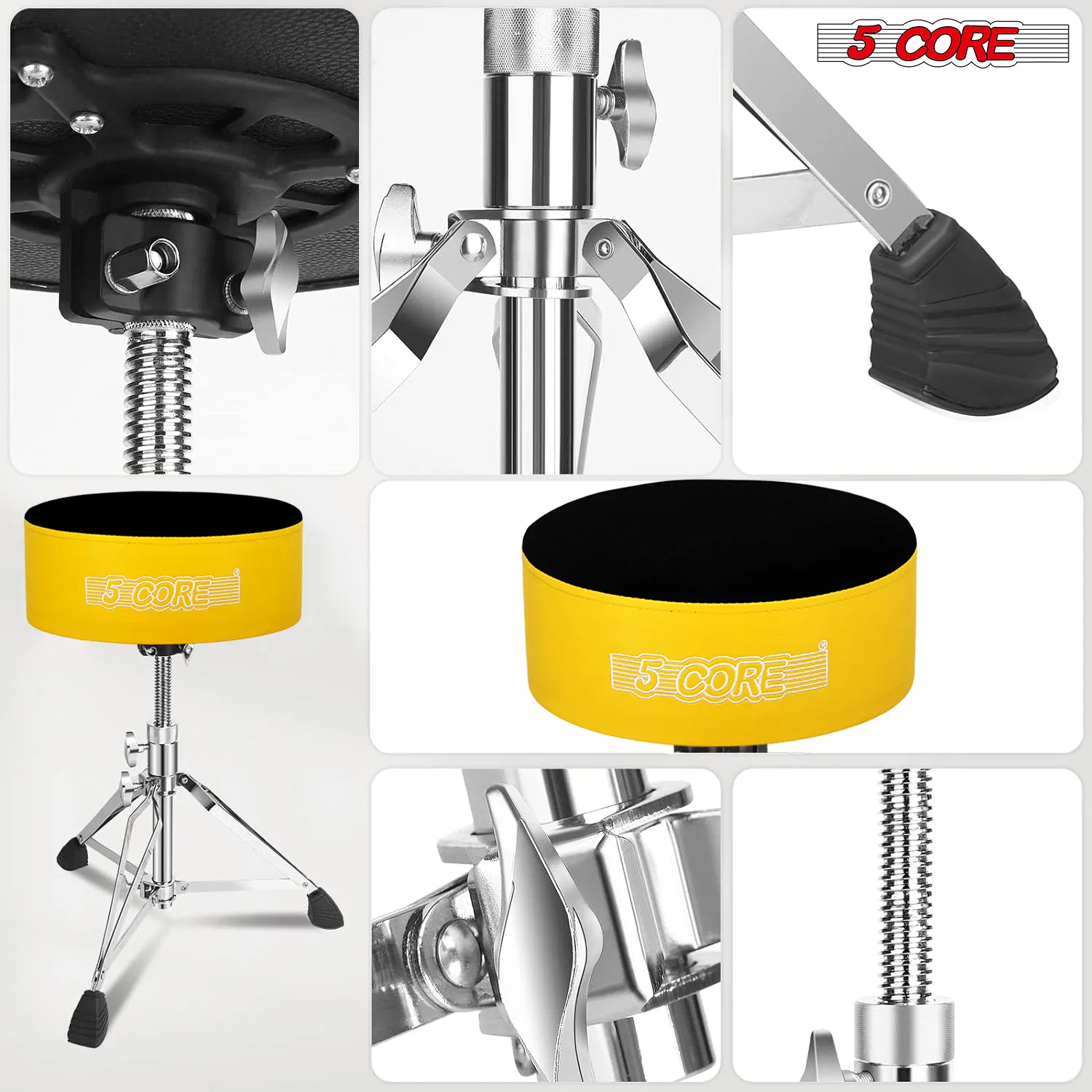 5 CORE Drum Throne Padded Guitar Stool Height Adjustable Heavy Duty Music Chair Seat Universal for Adults & Kids with Anti Slip Rubber Feet - DS CH BLK VEL HD photo 4
