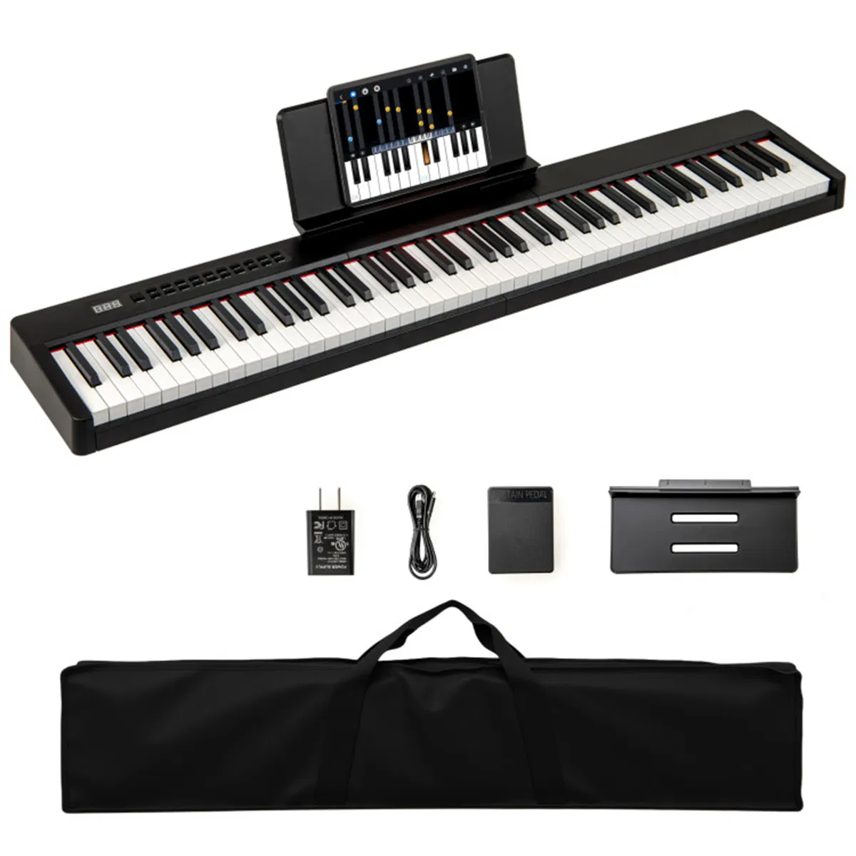 88-Key Velocity-Sensitive Digital Piano, 124.46×24.13×6.35 cm French DREAM Audio Source Keyboard with Split Function for Duet Playing, Black photo 1