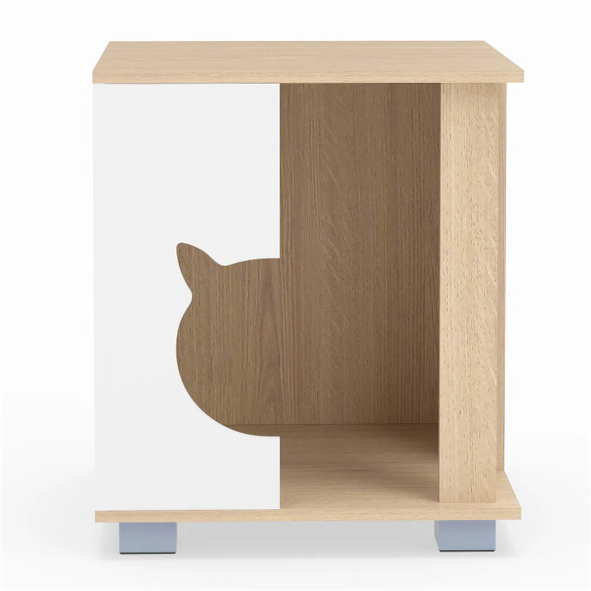 Multipurpose Wooden Cat House Nightstand, Sturdy Metal Base Anti-Slip Pet Furniture photo 6