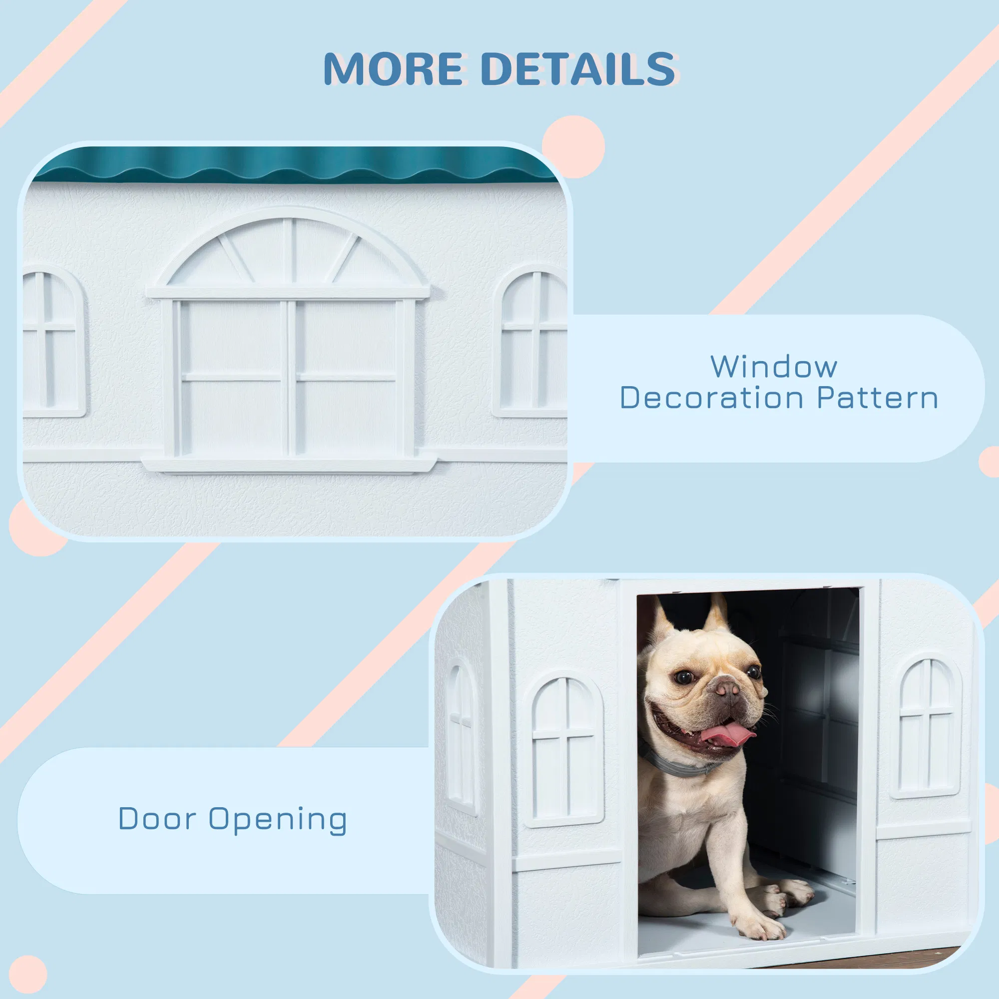 26" Plastic Dog House Outdoor with Air Vents, for Small Medium Dogs, Blue photo 5