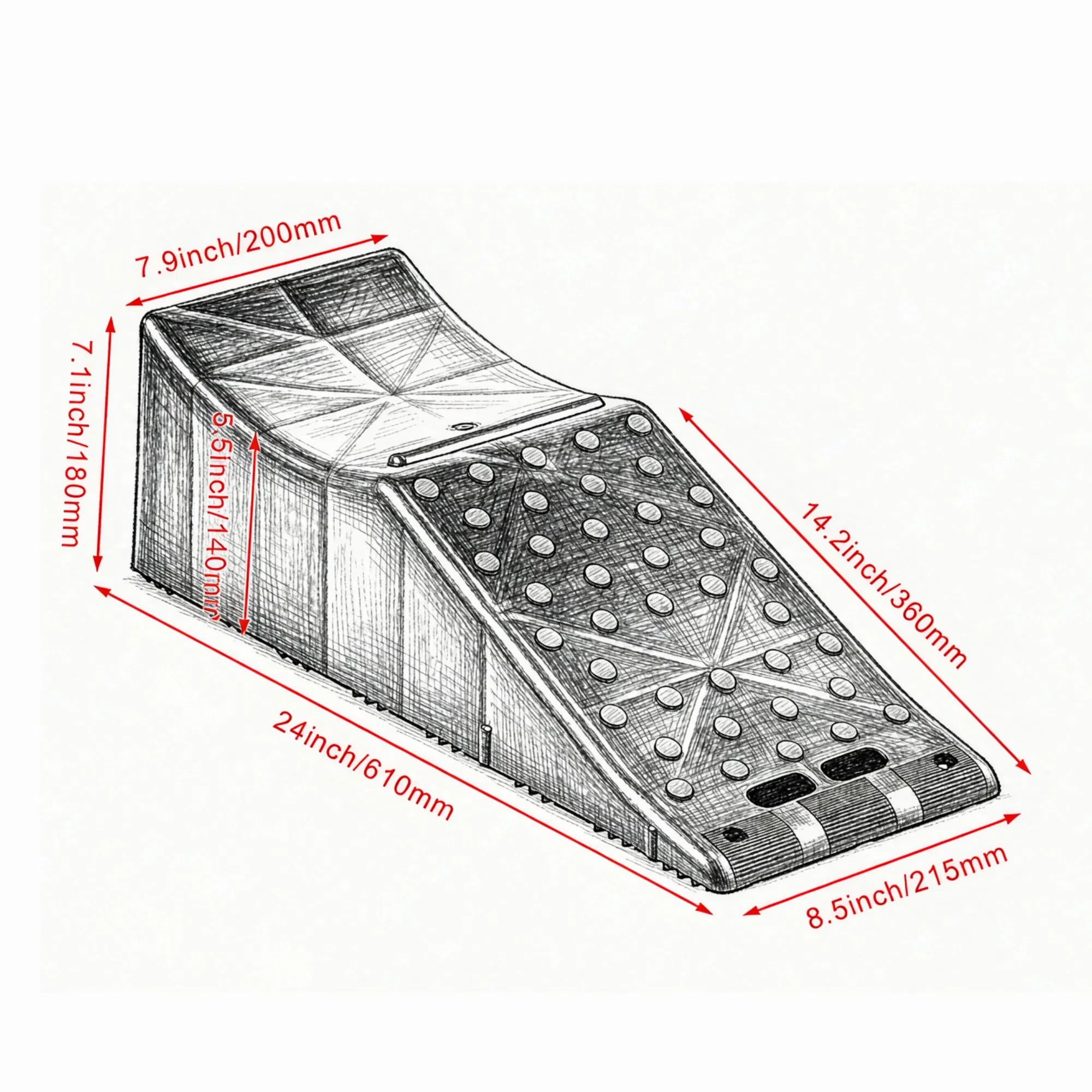 Single Auto Service Ramp (20000 lbs/9 Ton), 5.5" Elevation Vehicle Tire Ramp for Routine Maintenance photo 5