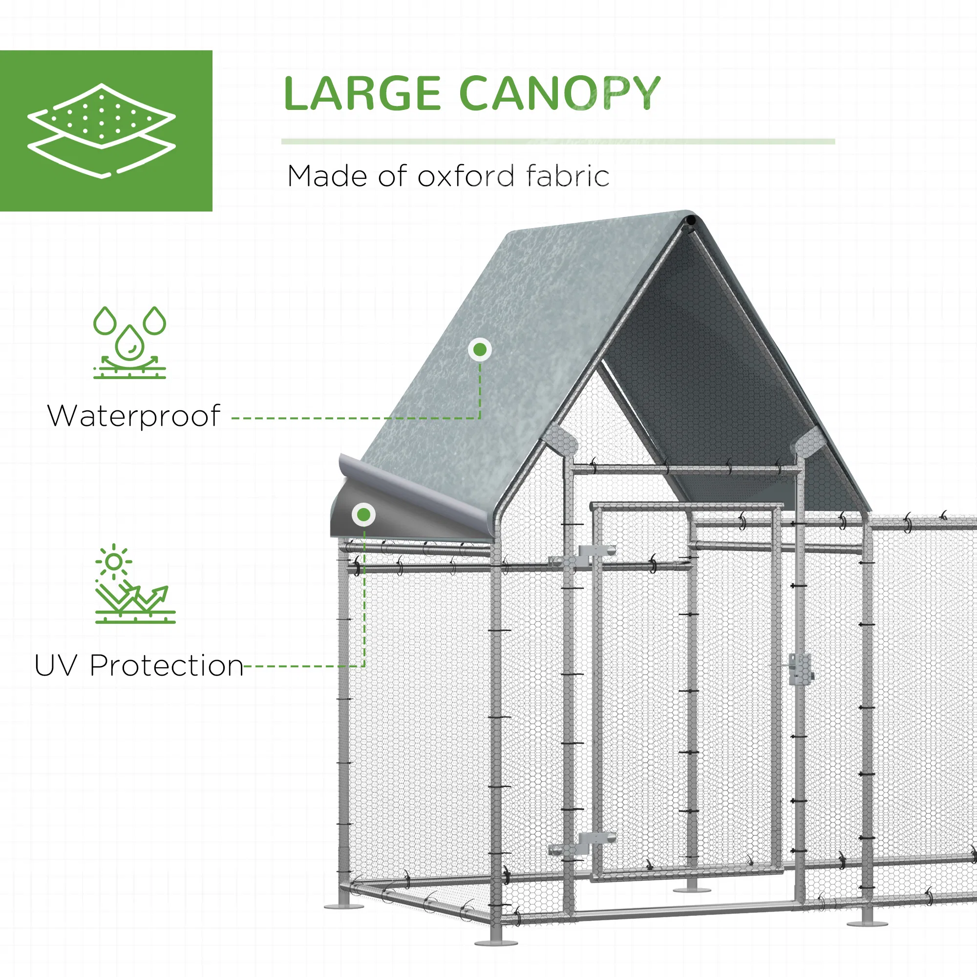 Walk In Chicken Run, Large Galvanized Chicken Coop, Hen Poultry House Cage, Rabbit Hutch Metal Enclosure with Water-Resist Cover for Outdoor Backyard Farm, 119" x 42" x 68" photo 6
