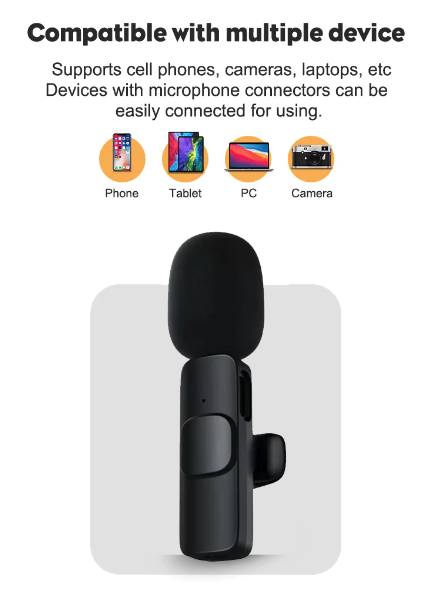 Lavalier Microphone Wireless Audio Video Recording Mini Mic For Android/iPhone photo 7