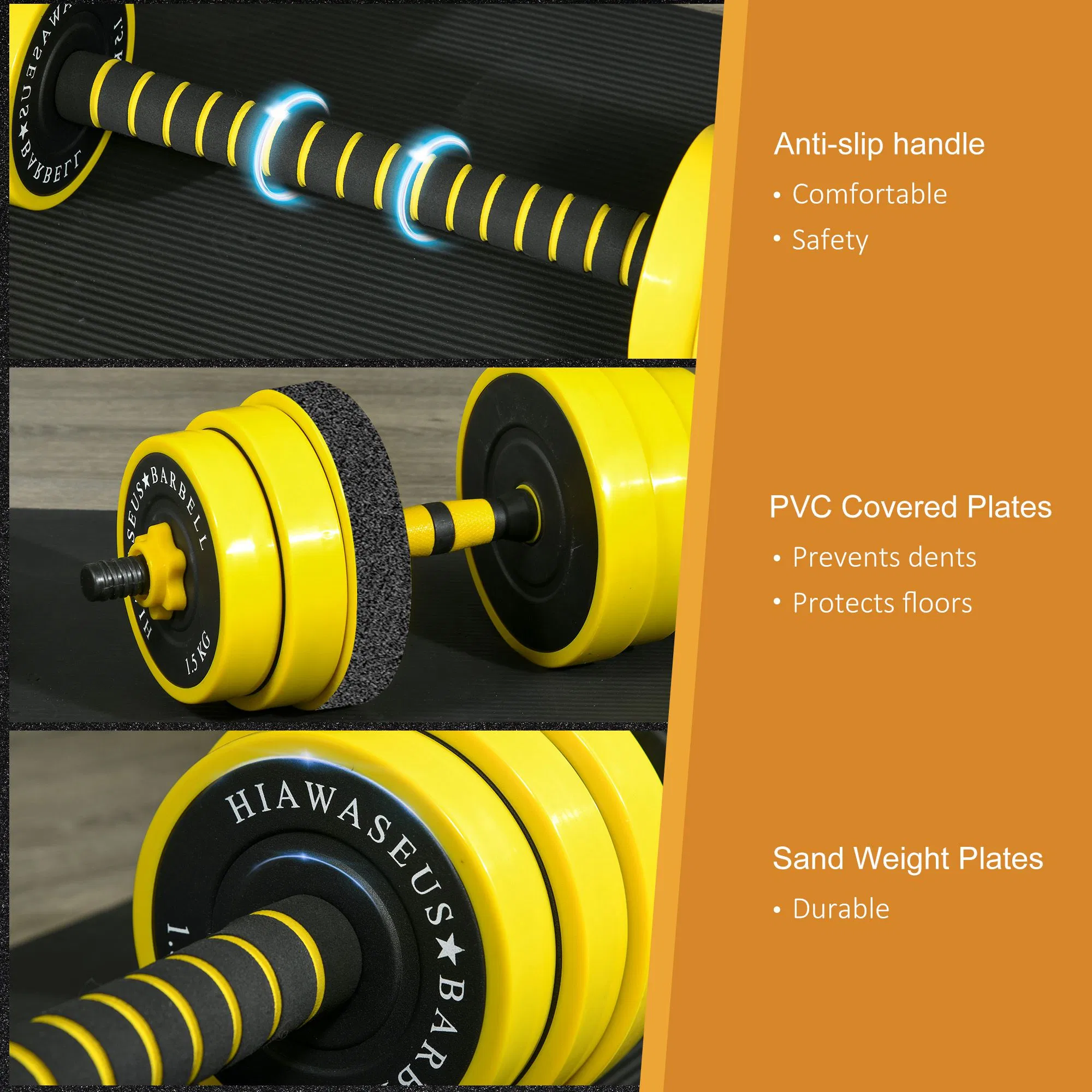 Dumbbell & Barbell Adjustable Set 55lbs Plate Bar Clamp Rod for Strength Training, Full Body Workout, Muscle Building Home Gym Sports Area Exercise Ergonomic photo 3