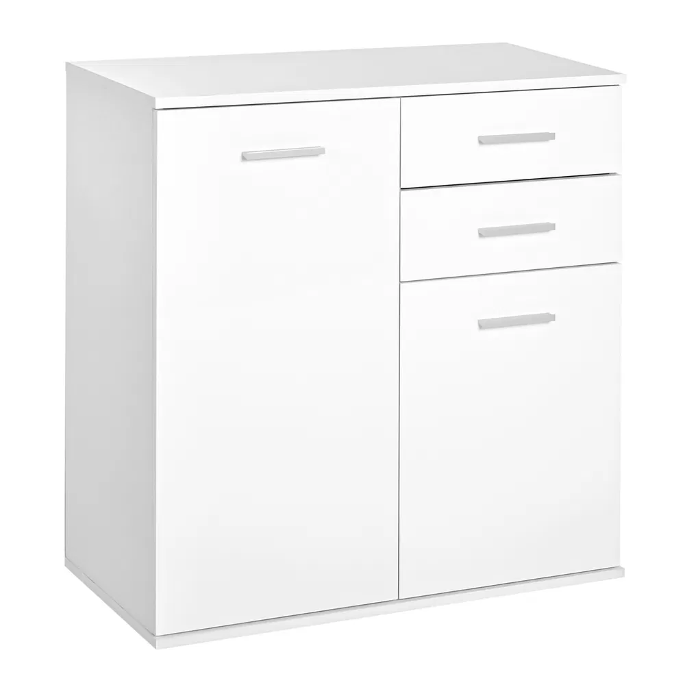 High Gloss Sideboard with 2 Drawers and 2 Doors, Buffet Cabinet with Adjustable Shelf, Coffee Bar Cabinet with Storage, White photo 7