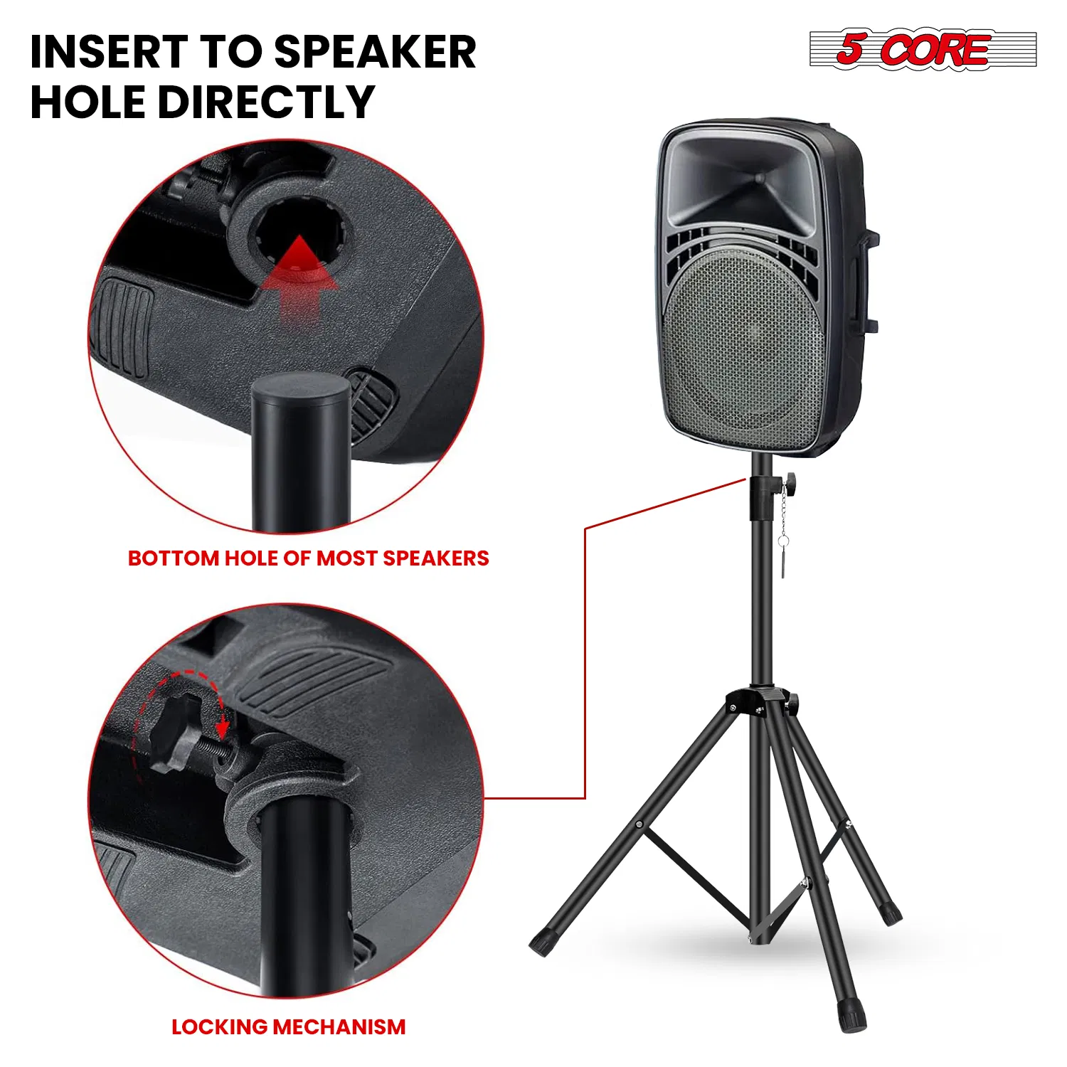 5 Core Speaker Stand Tripod Floor Adjustable Up to 60 Inch DJ Studio Monitor Stands Short Pole Mount photo 8