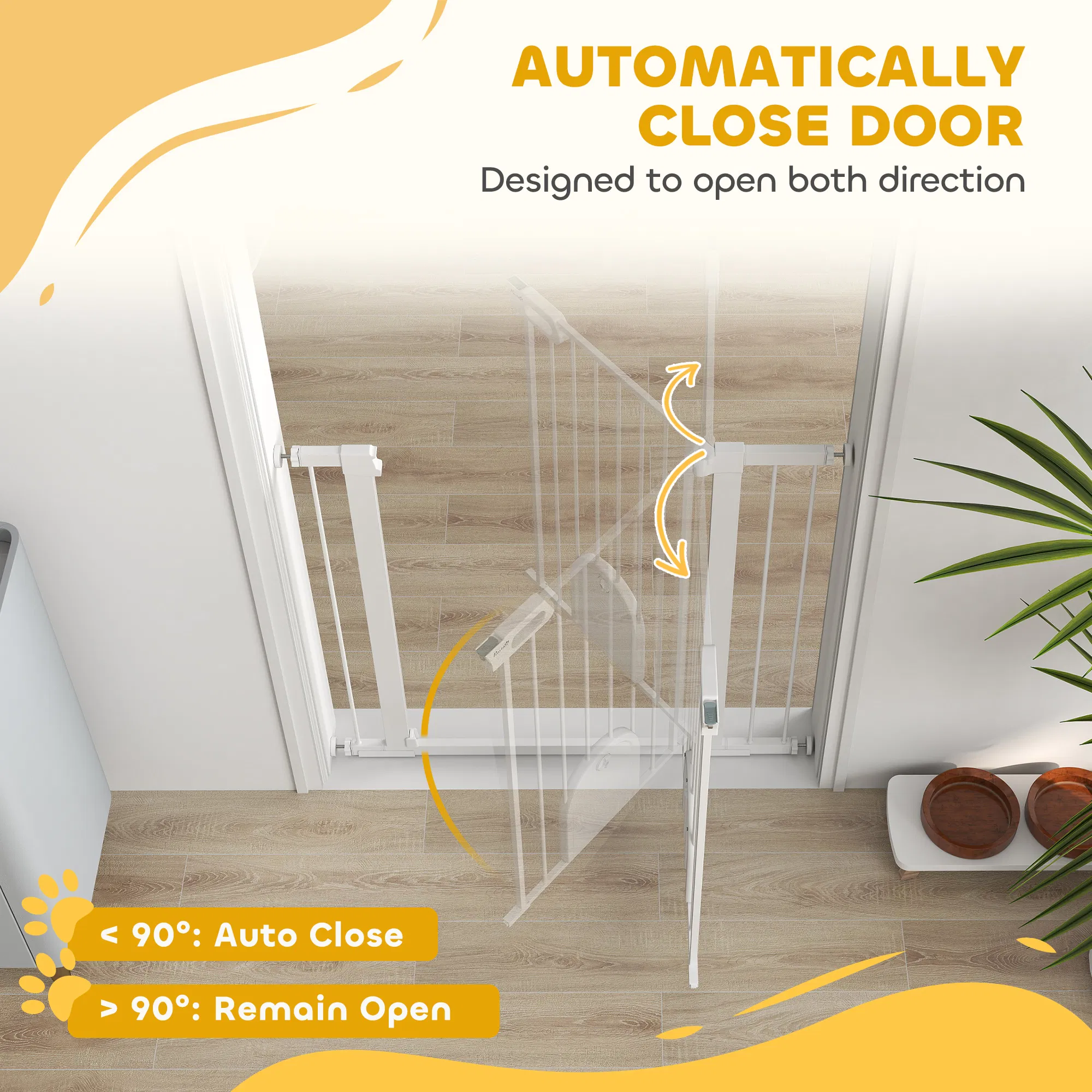30"-41" Extra Wide Pet Gate Barrier with Small Door, 35"H Dog Gate with Safety Gate Barrier, Stair Pressure Fit, White photo 4