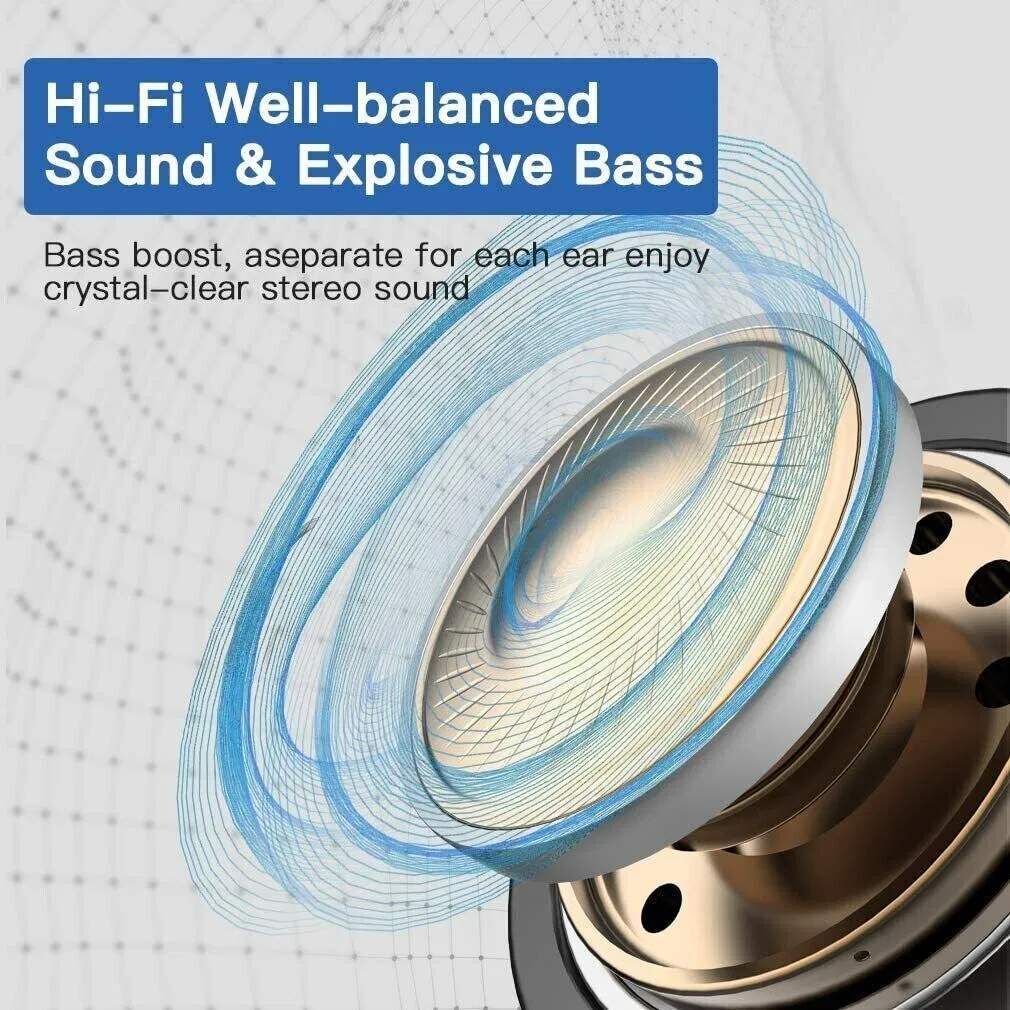 Bluetooth Headset TWS 5.0 Wireless Earphones Earbuds Headphones Stereo Ear Hook photo 2