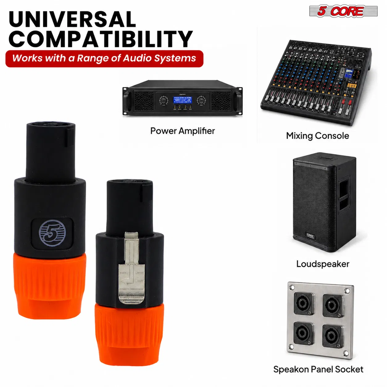 5Core Speakon Adapter High Quality Audio Jack Male Audio Pin Speaker Adapter Connector photo 5