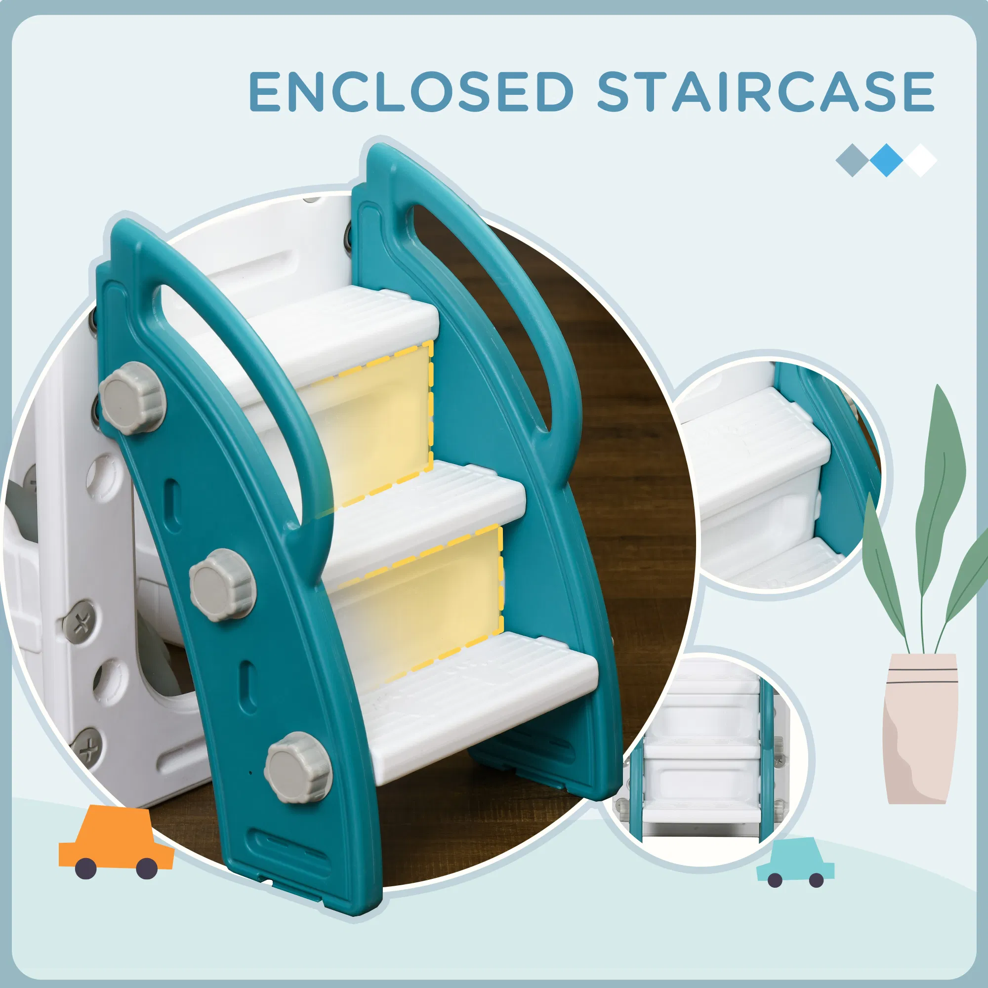 7 in 1 Toddler Slide with Basketball Hoop, Climber, Telescope, Tunnel, Steering Wheel, for 1-3 Years, Yellow photo 6