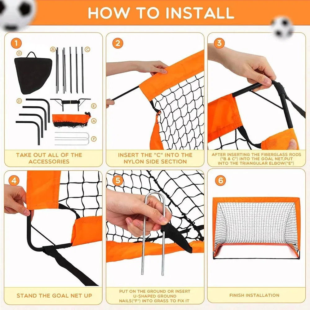 1pcs Portable Soccer Goals for Backyard Indoor and Outdoor Pop Up Soccer Goals Foldable Mobile Training Football Net photo 4