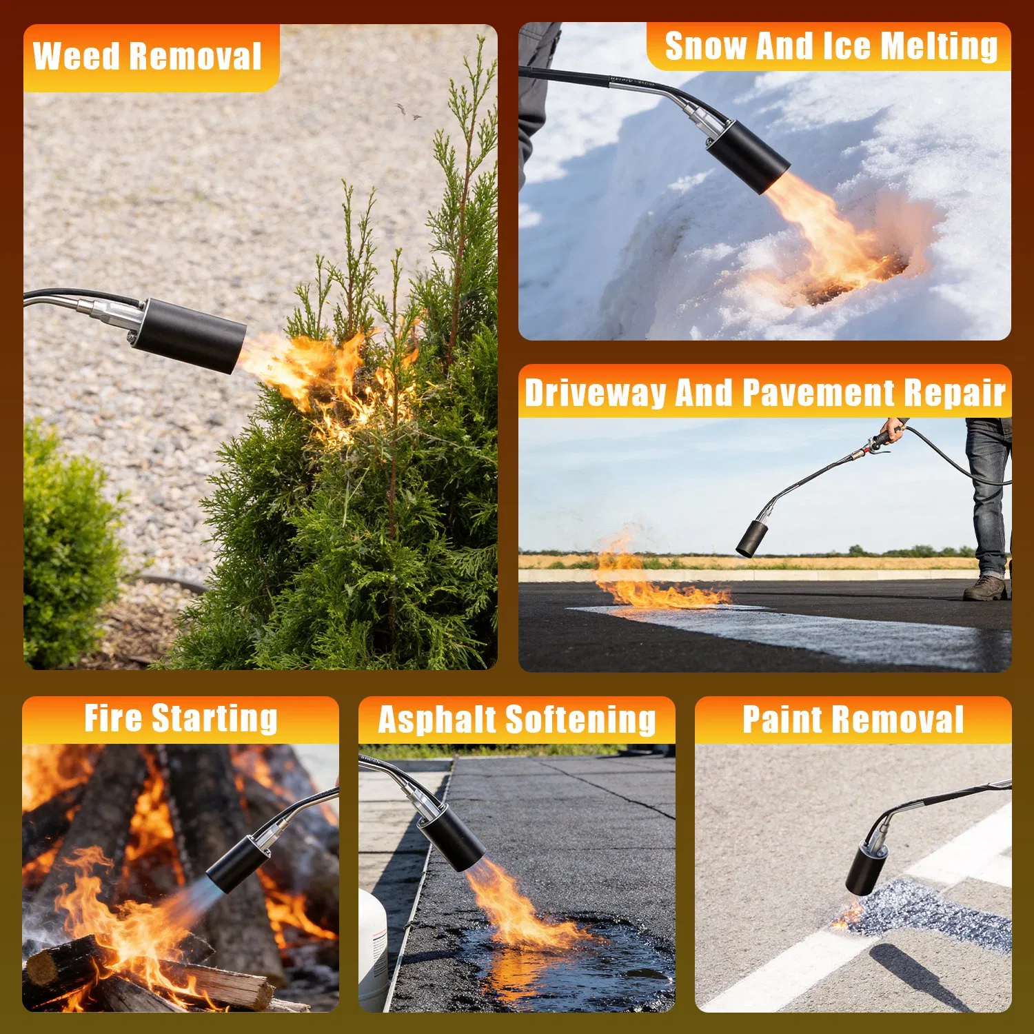 Heavy Duty Weed Torch with Piezo Ignition, 180,000 BTU Propane Torch Compatible with 1lb to 100lb Tanks & MAPP Fuel, 10FT Hose, for Weeding, Melting Ice, Starting Fires, Roofing photo 8