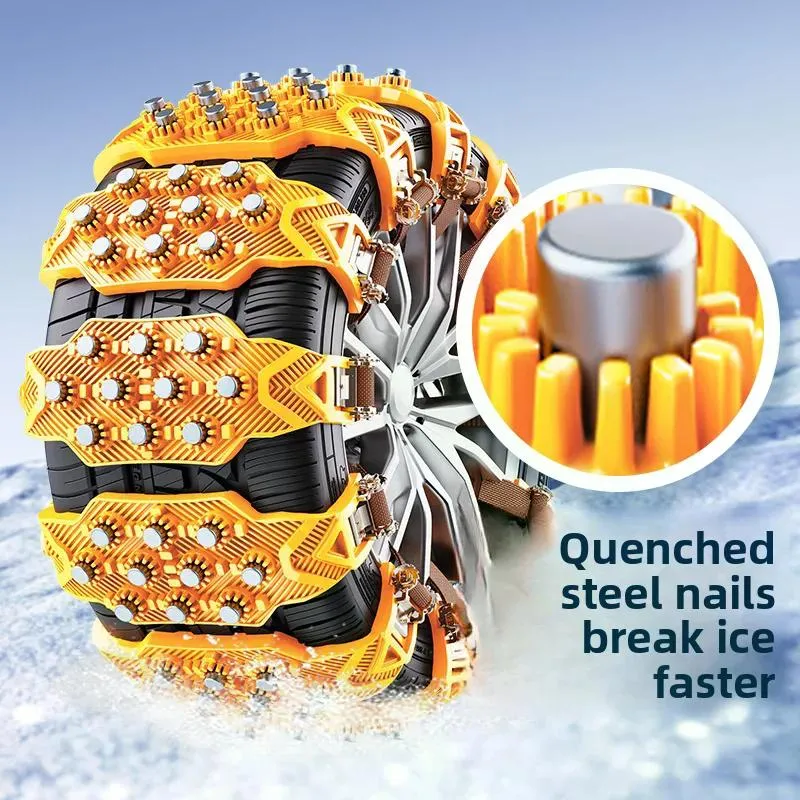 Car Tire Snow Chains 6Pcs Set Universal 165-245mm Thickened Widened Anti-Skid Chains, Ice Breaking Traction for Sedan SUV Off-Road, Winter Emergency Tyre Chains with Storage Bag Gloves Hook Wrench photo 7