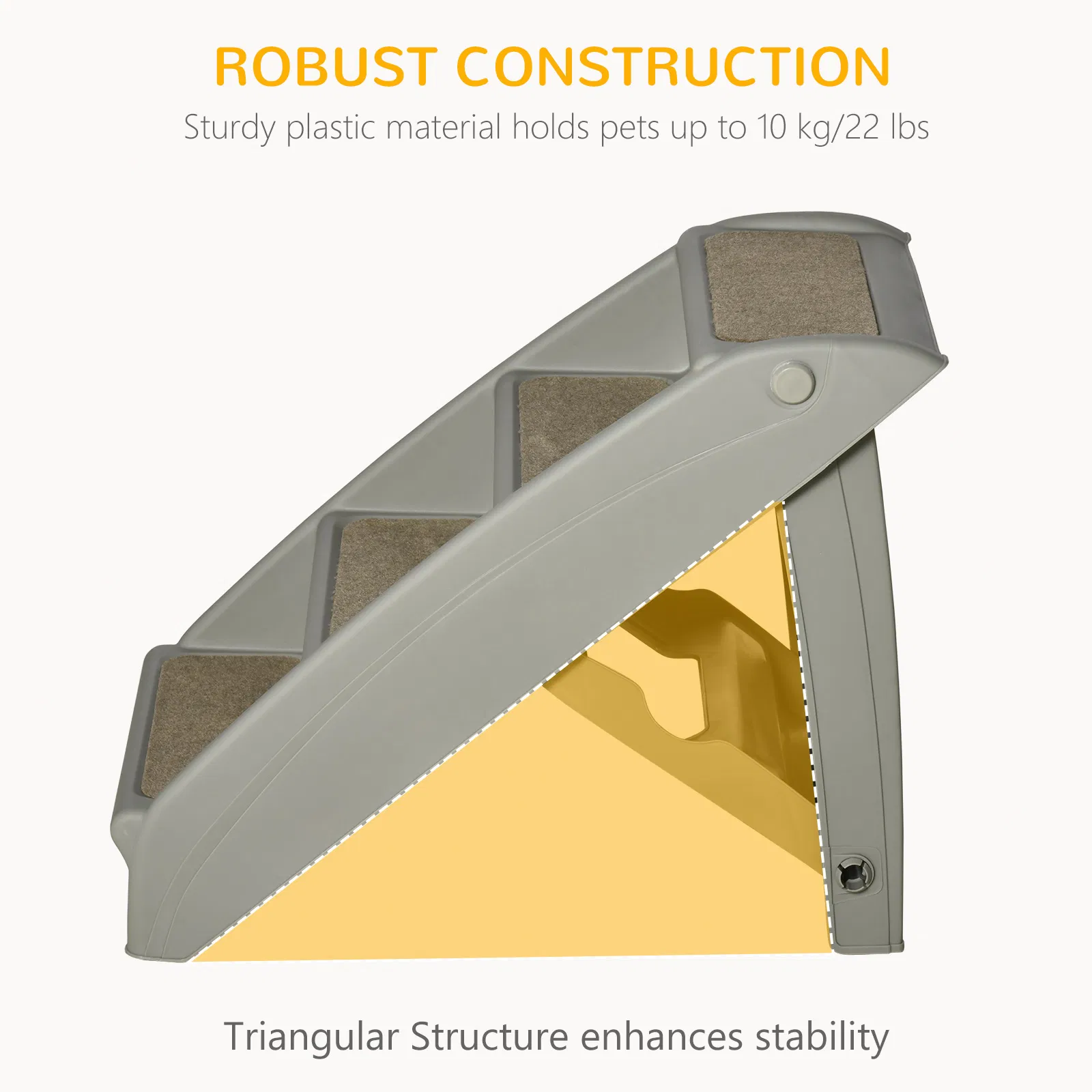 4-Level Portable Dog Stairs, Foldable Dog Steps for Small Dogs, Lightweight Cat Steps, with Nonslip Soft Mats, for High Bed, Sofa, Grey photo 2
