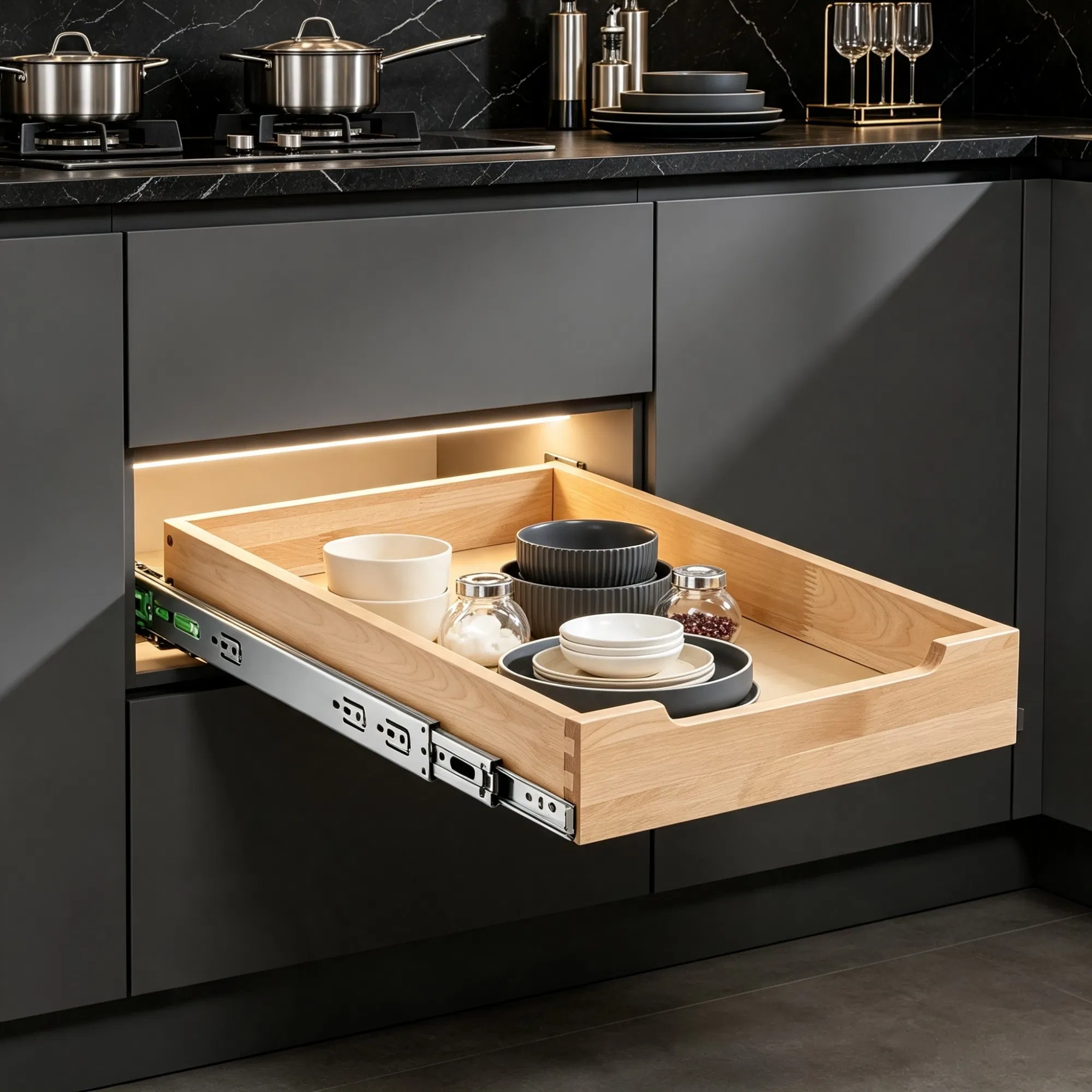 14"W x 21"D Pull Out Cabinet Organizer, Heavy-Duty Wood Drawer with Soft Close Slides for Kitchen & Pantry photo 6