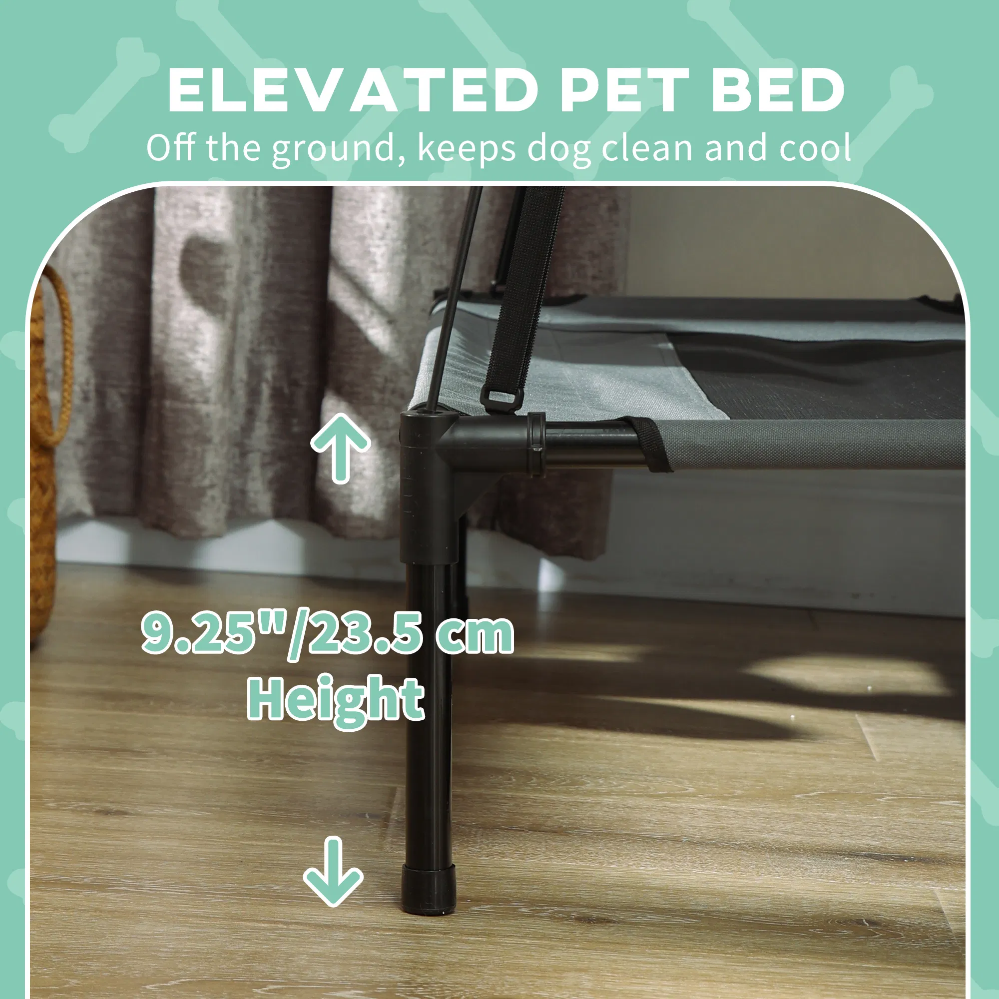 Elevated Dog Bed with Canopy, Portable Raised Dog Cot for XL Sized Dogs, Indoor & Outdoor, 48" x 36" x 43", Grey photo 6