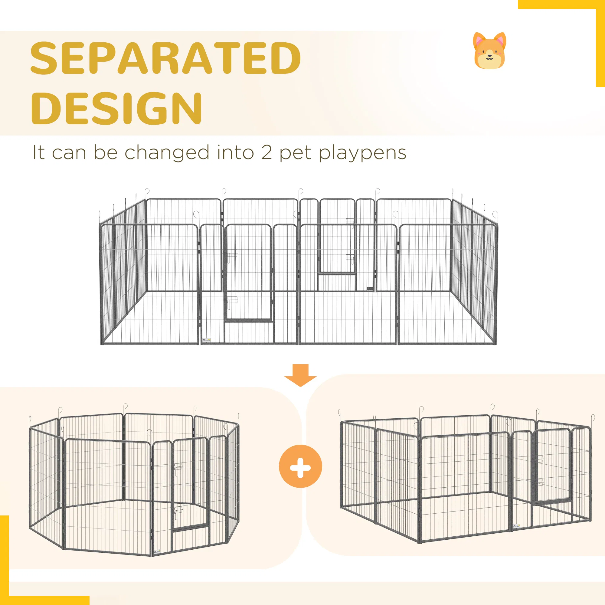 16 Panel 39" Height Heavy Duty Dog Playpen for Small Medium Large Dogs, Grey photo 6