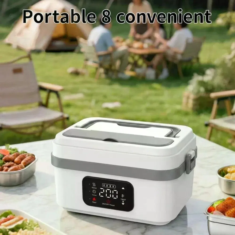 Cordless Portable Electric Heating Lunch Box Rechargeable Self-Heating 4x4000mAh Wireless Food Heater for Work Travel Car Office photo 1