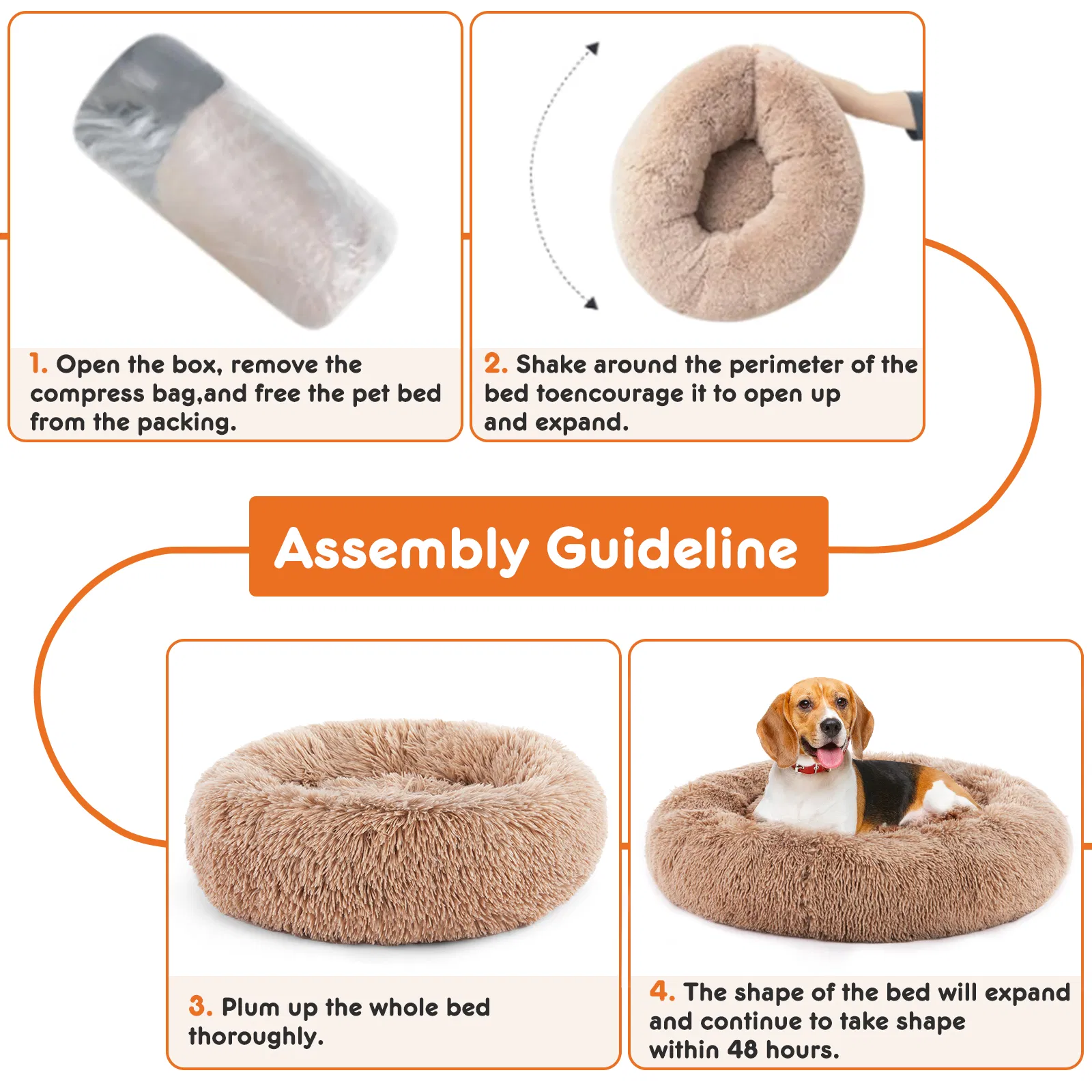 24 Inch Anti-Slip Round Fluffy Plush Faux Fur Cat Bed, Fits up to 25 lbs Pets photo 5