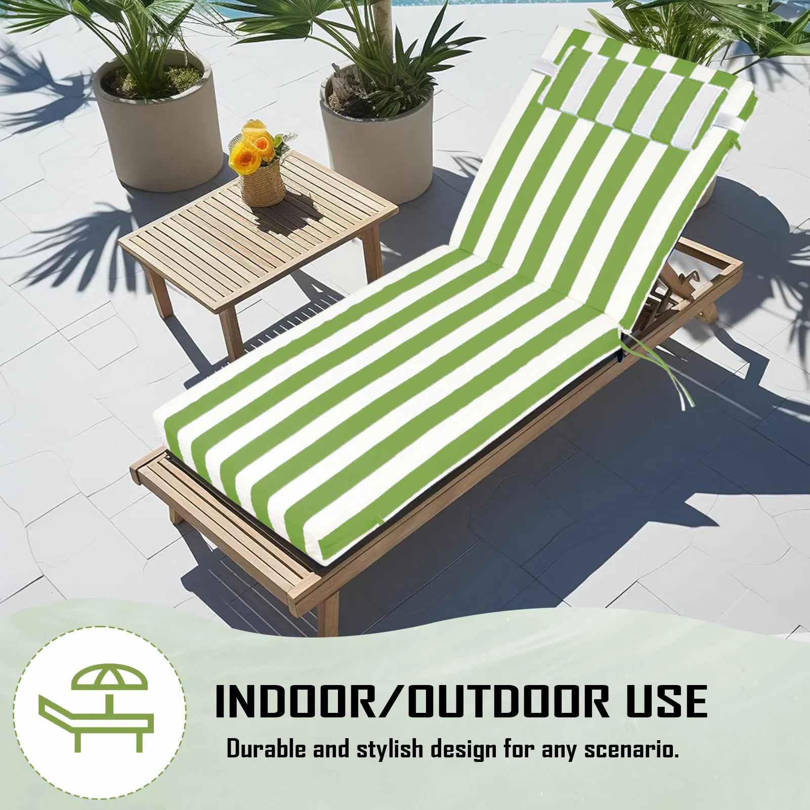 Outdoor Chaise Lounge Cushion, 80 in. x 26 in. x 3 in. Waterproof Fade-Resistant Patio Chair Pad for Pool Beach photo 3