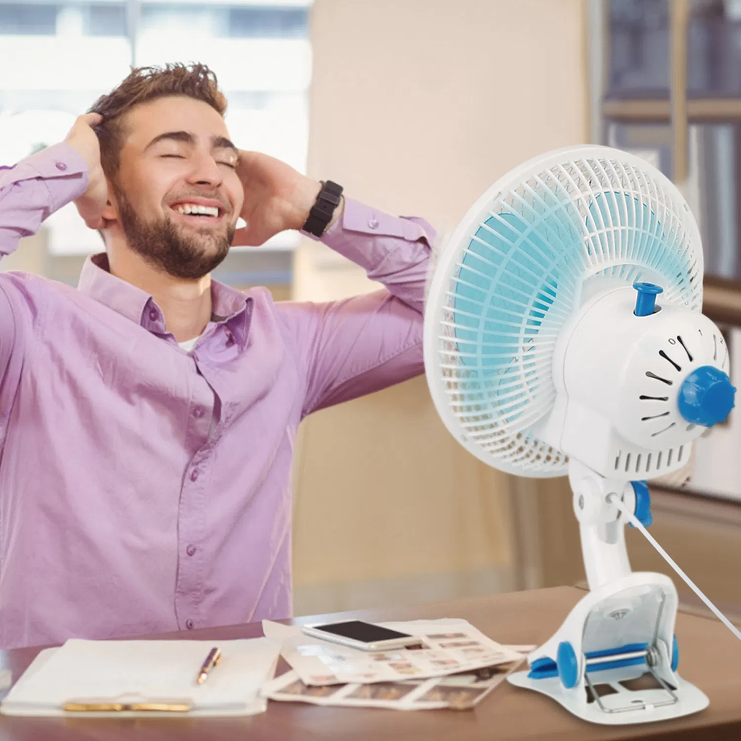 Clip On Fan 2 Speeds Quiet Clamp Fan Adjustable Tilt Auto Shaking Fan Wall Mount Personal Fan photo 8