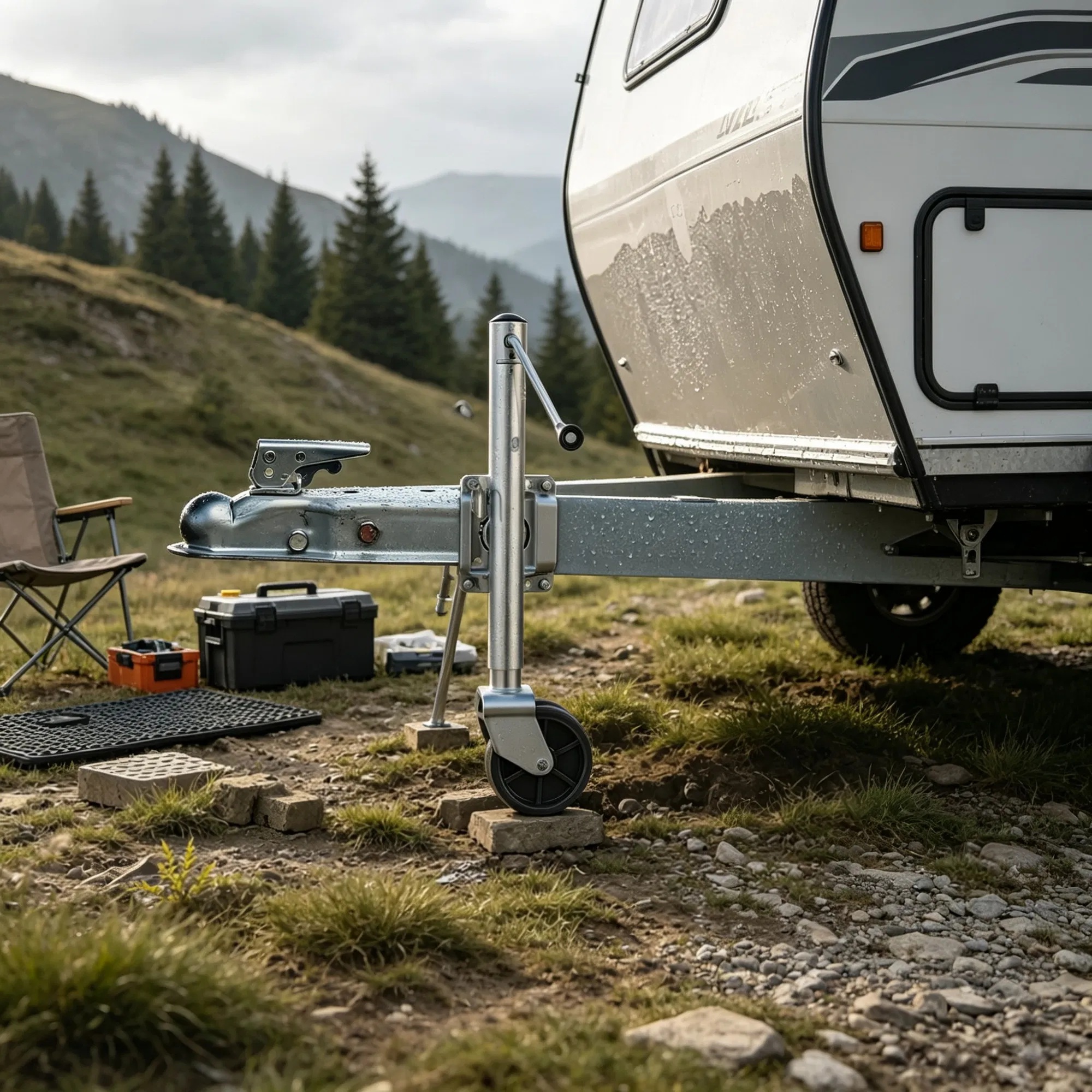 2000 lbs Heavy Duty Swivel Boat Trailer Jack with PP Dual Wheel, 15"-27" Lift Range for RV & Utility Trailers photo 1