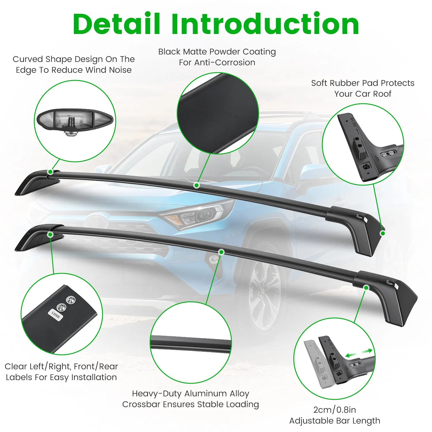 Roof Rack Cross Bars Fit for Toyota RAV4 2019-2025 Aluminum Roof Rails Cargo Crossbars for Flush Side Rails Heavy Duty Rooftop Carrier Anti-Theft Lock for Kayak Bike Luggage 260lbs Capacity photo 8