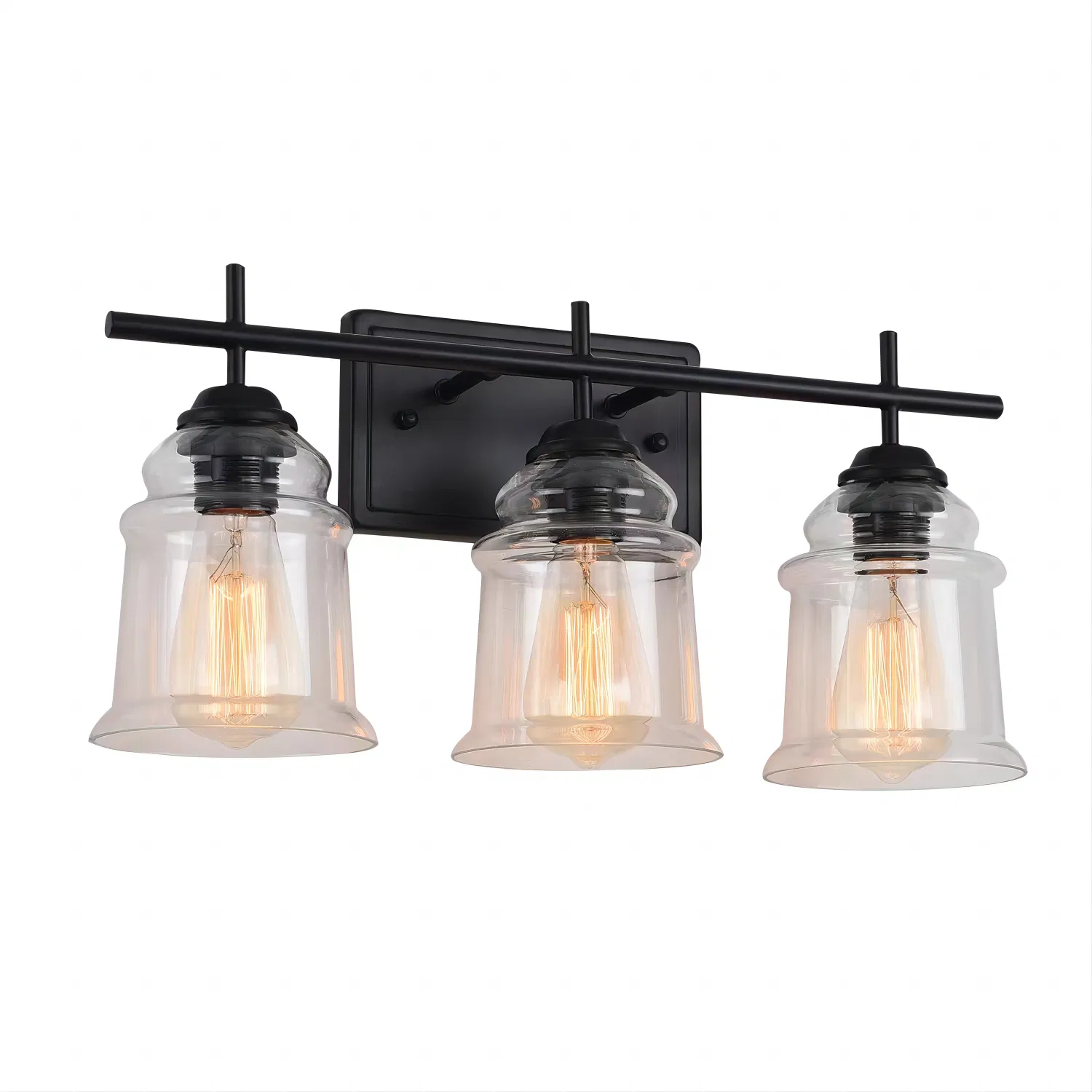 3-Light with Clear Glass Satin Shade Unique Hand-make Lampshade Industrial Indoor Light Fixture E26 Socket [No Bulb][Unable ship weekends, TK/TEMU only for pickup] photo 1