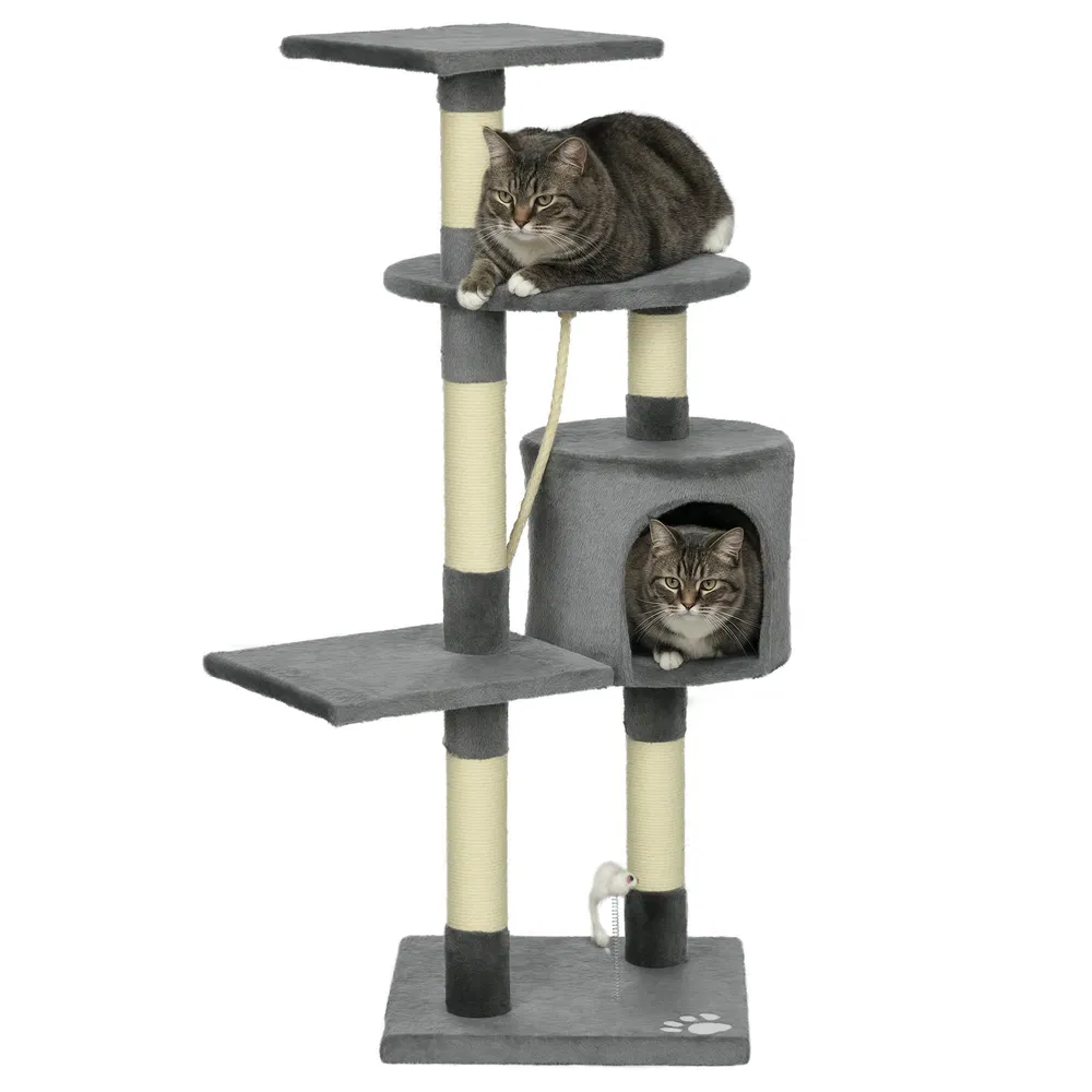 46Inch Scratching Cat Tree, Multi Level Cat Tower for Large Cats Adult with Toys and Condo, Grey photo 7