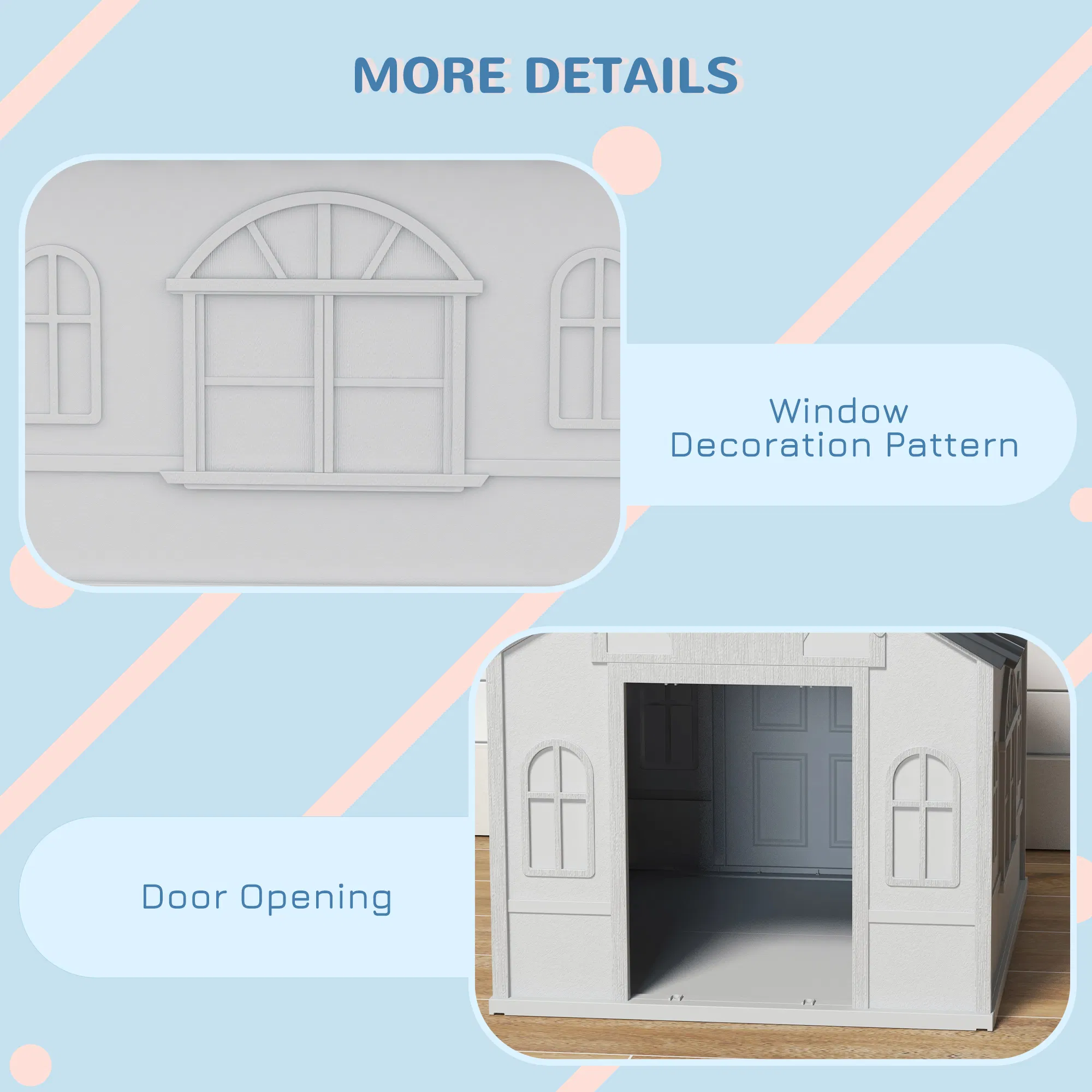 26" Plastic Dog House Outdoor with Air Vents, for Small Medium Dogs, Grey photo 5