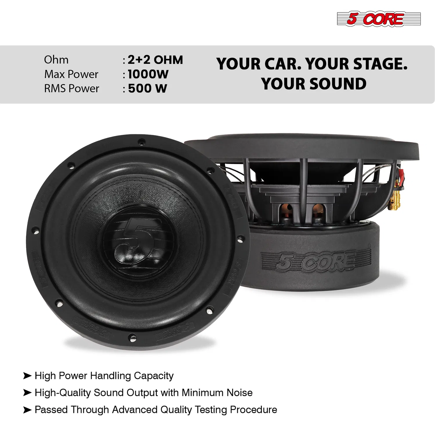5 Core Subwoofer 6.5/ 8 Inch Dual 2/4 Ohm Car Audio Replacement Speaker photo 8