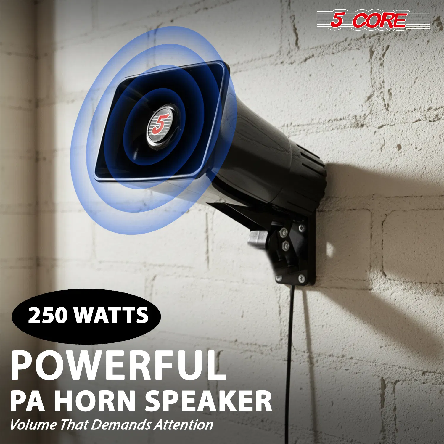 5 Core PA Horn 250W Loud Speaker 8 Inch Bull Horn Loud Audio 8Ohm All Weather Indoor Outdoor Use photo 4