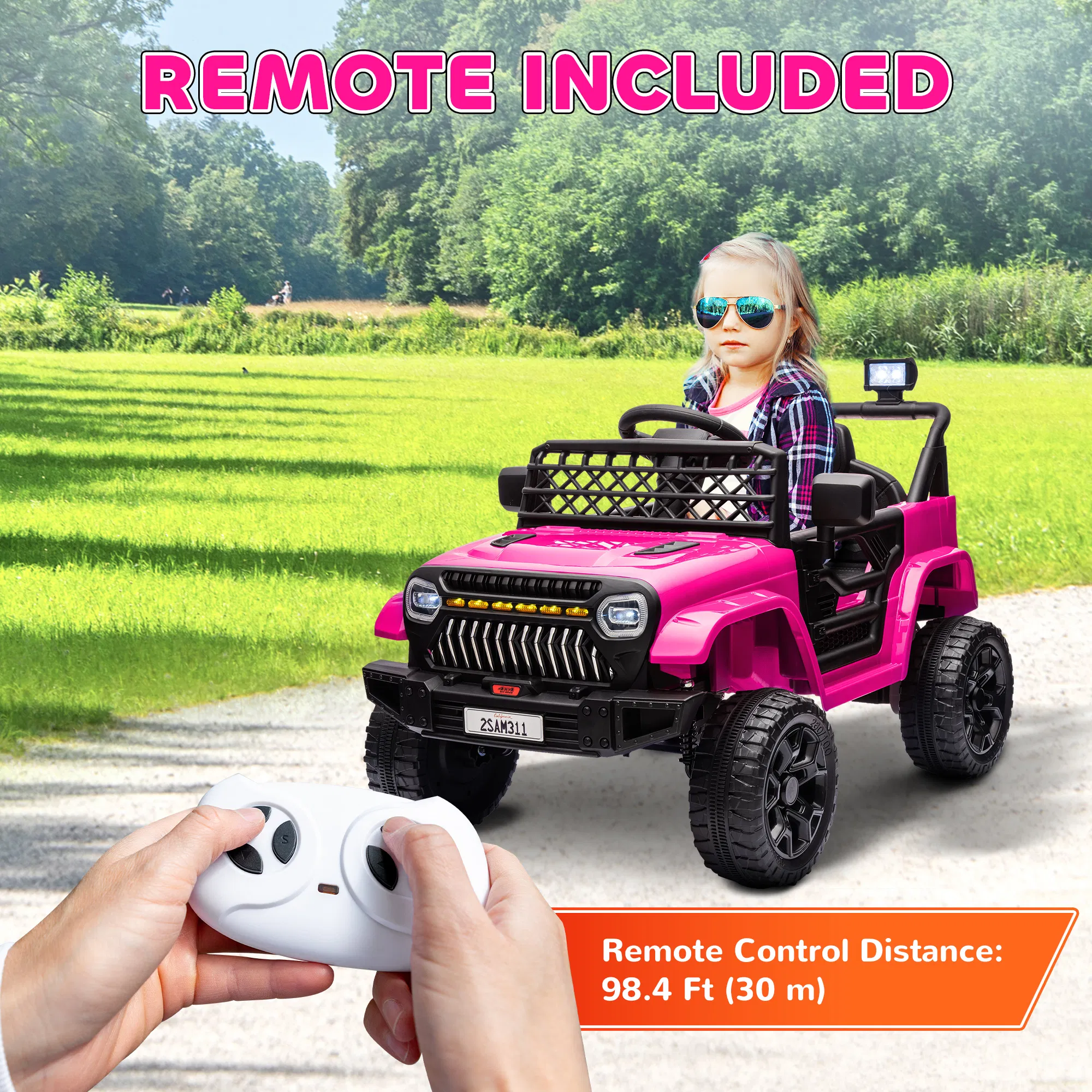 12V Ride on Truck, Electric Car for Kids with Remote Control, Suspension, 3 Speeds, USB Music Headlights, Pink photo 2
