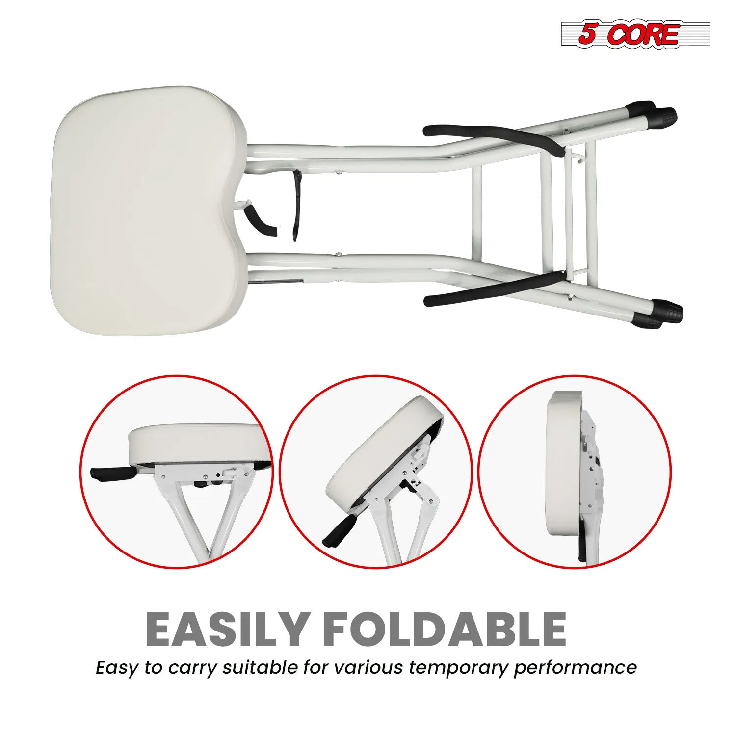 5Core Guitar Stool 3.15" Padded Chair Foldable Heavy Duty Music Seat Built in Foot Rest Guitar Stand photo 8
