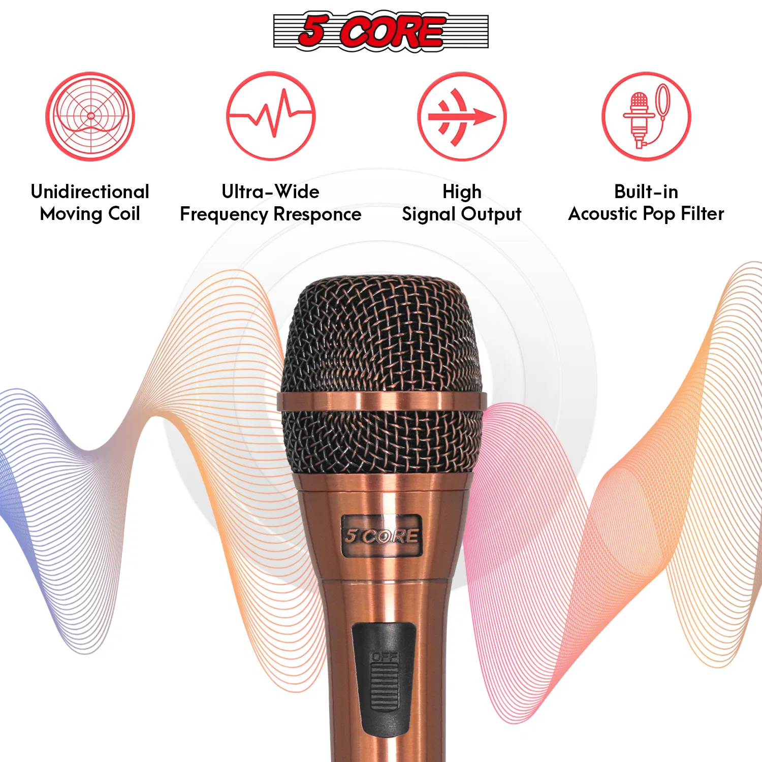 5Core Couple Karaoke Microphone Pair Handheld Dynamic XLR Mic for Him & Her Clear Sound Stylish Look photo 7