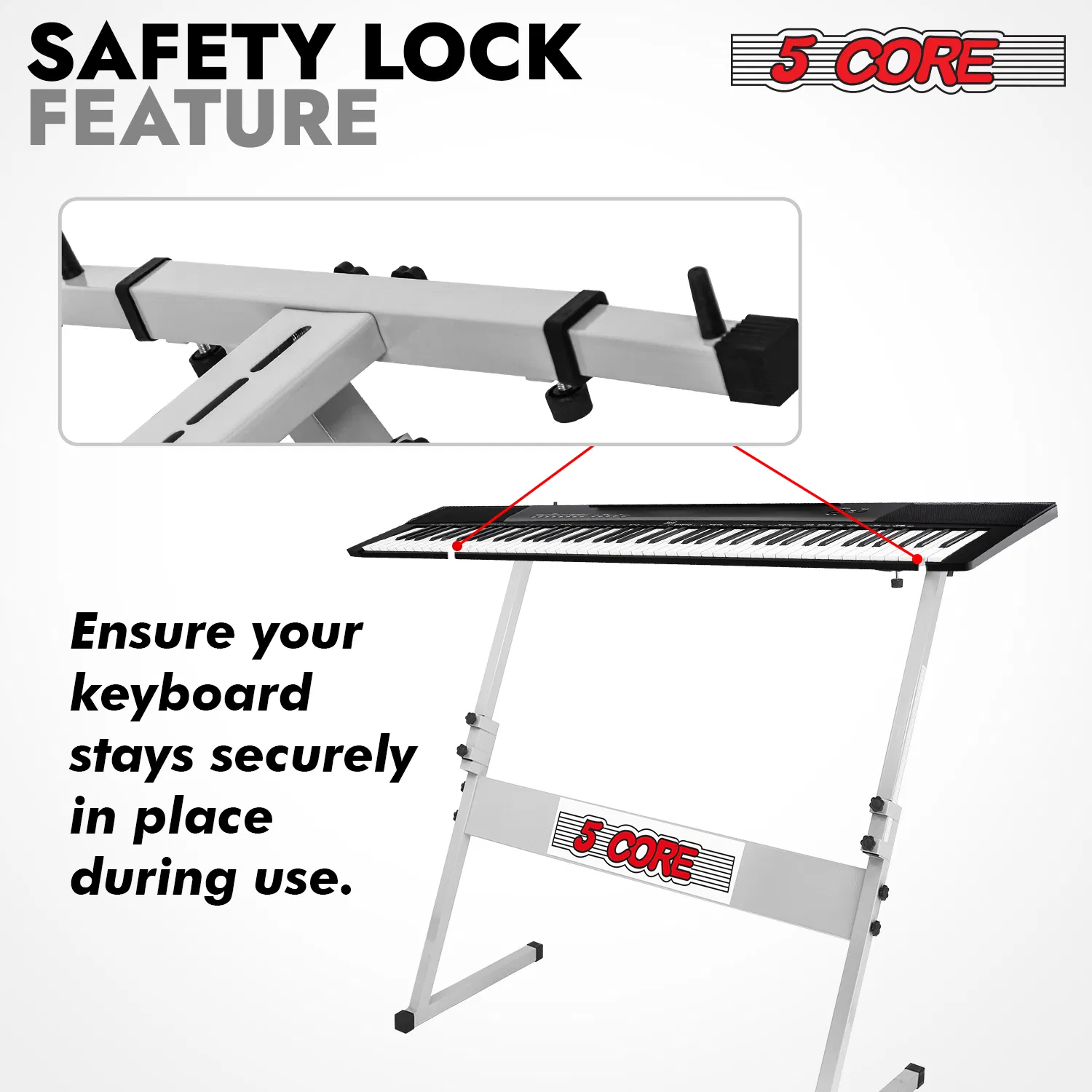 5 Core Keyboard Stand Adjustable 21 - 33" Z Style Metal Electric Piano Riser 330Lb Capacity Foldable photo 8