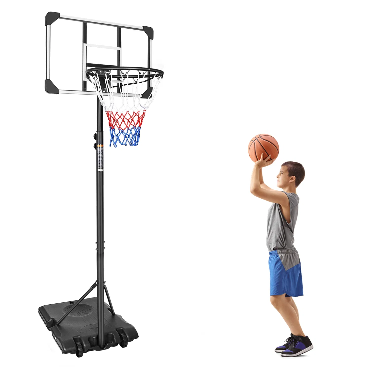 16" Portable Basketball Hoop Outdoor | 5.6ft ~7ft Stepless Adjustable Height Basketball Goal System for Driveway, Backyard, for All Ages,Basketball Goal System Indoor Outdoor for Kids Teens Adults photo 6