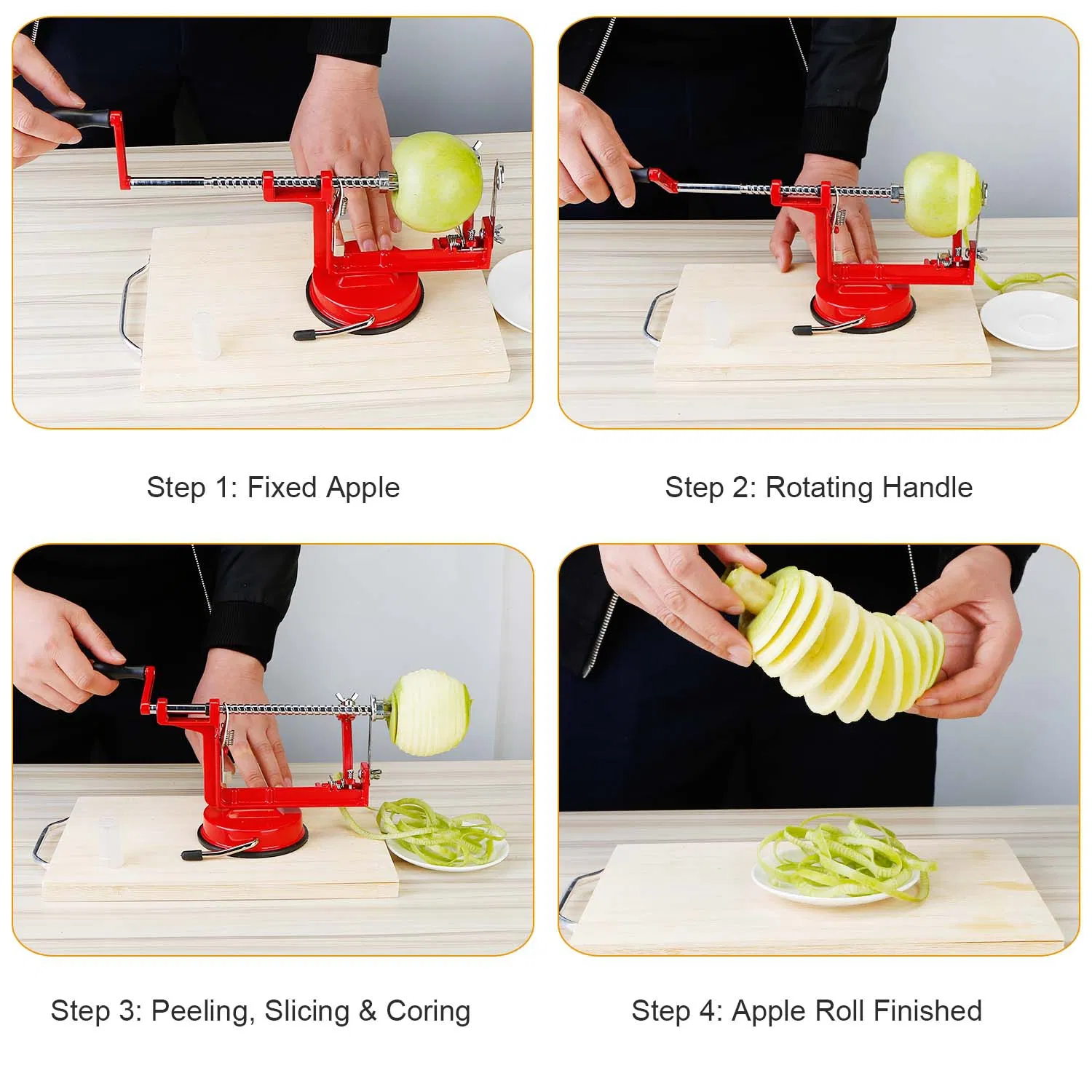 3 in 1 Apple Peeler Slicer Corer with Stainless Steel Blade, Zinc Alloy Hand Crank Fruit Peeler Machine, Strong Suction Base Easy Clean Peeling Tool for Apple Orange Grapefruit Lime photo 4