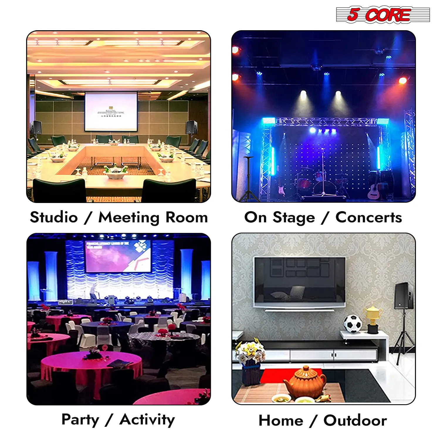 5 Core Speaker Stand Pair Adjustable 31 to 54" PA DJ Tripod Stands Heavy Duty w 35mm Add 132 Lbs photo 7