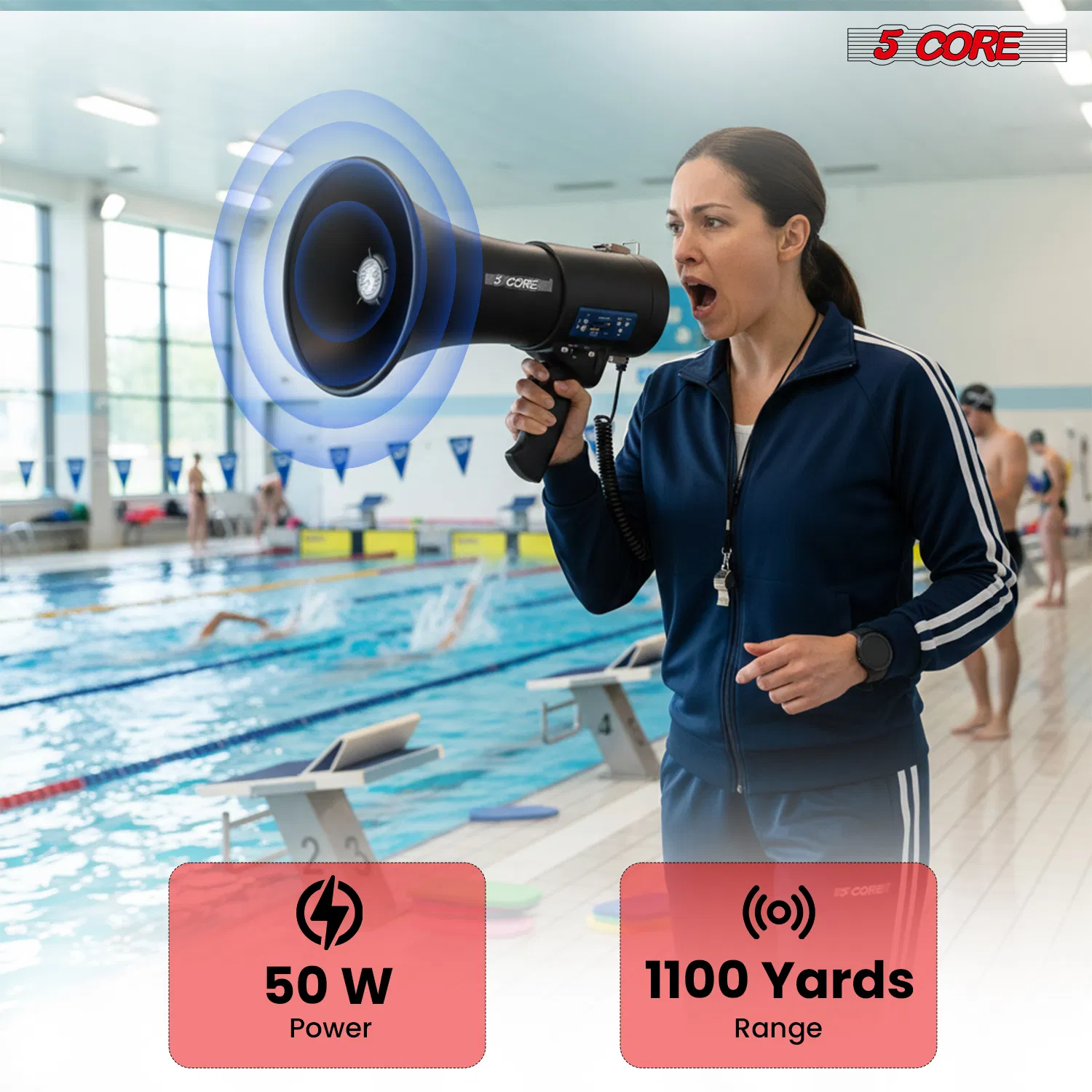 5 Core Megaphone Speaker 100/50W Loud Rechargeable/ Battery Power Bullhorn photo 7